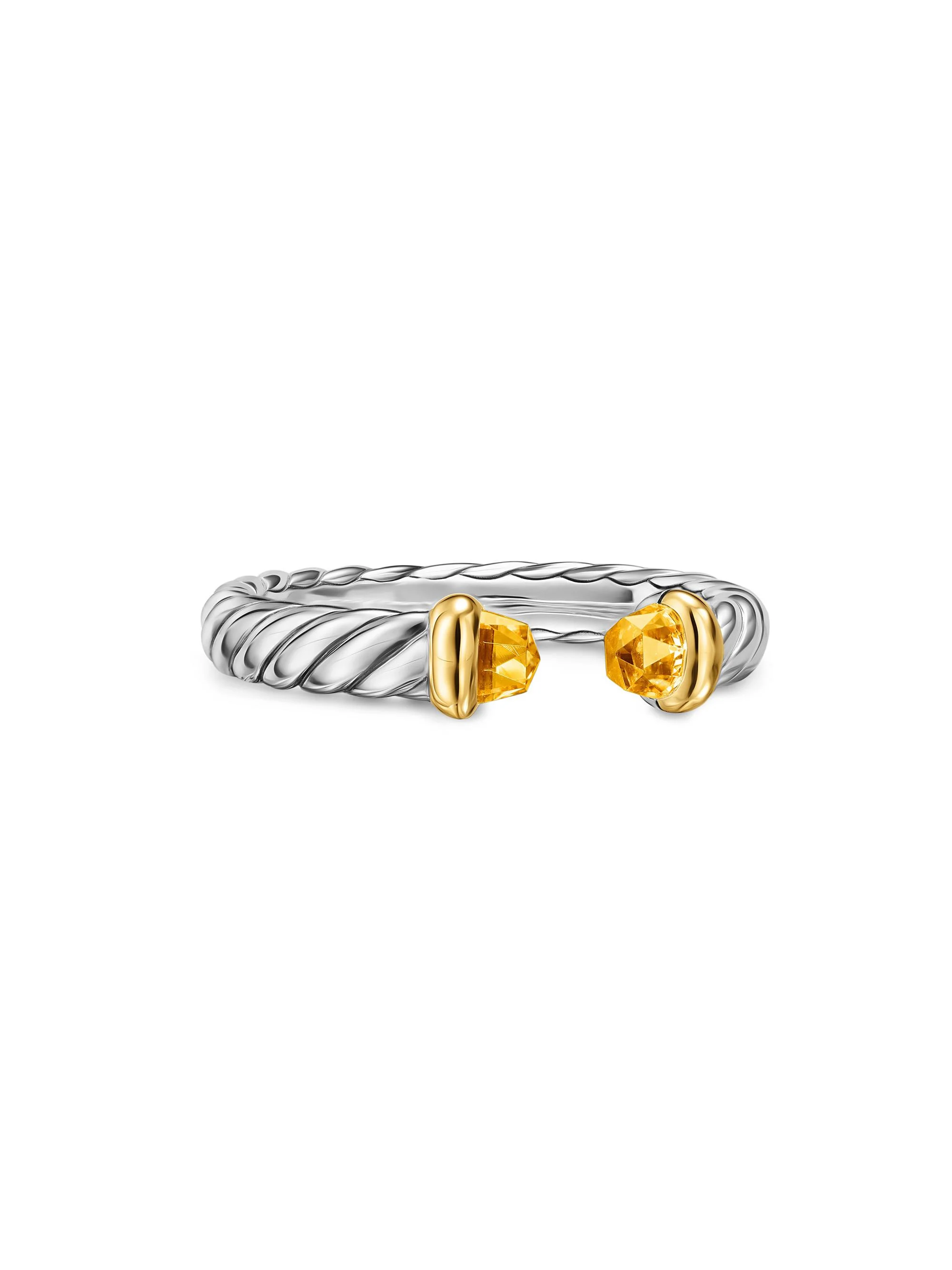 Women's Petite Cable Open Ring in Sterling Silver - Citrine - 1
