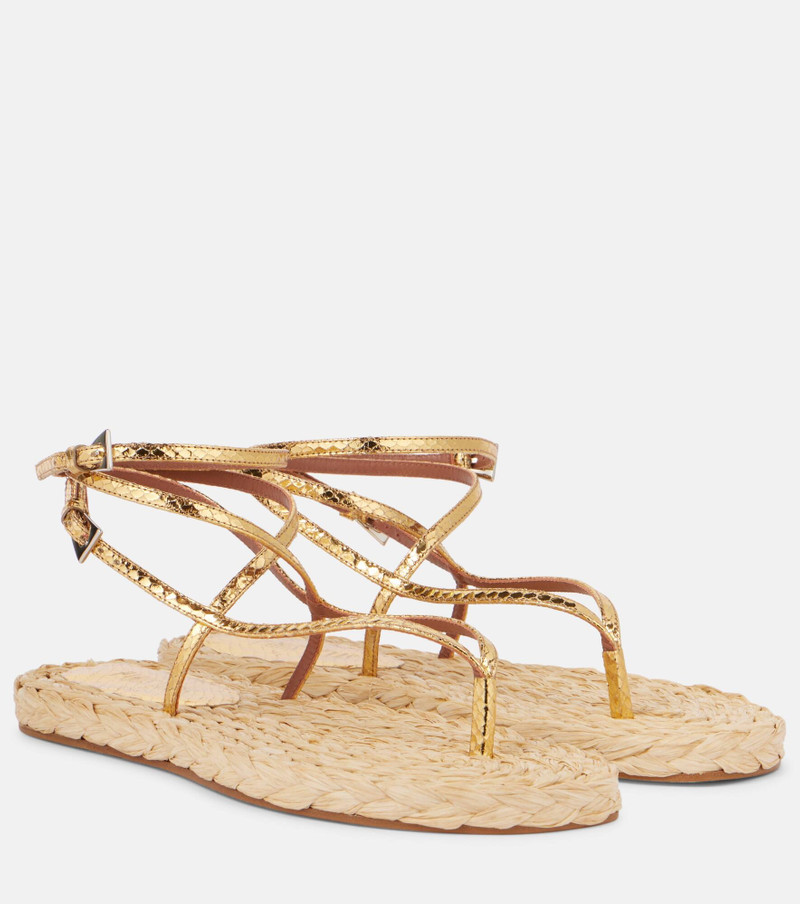 Hydra metallic leather thong sandals 1