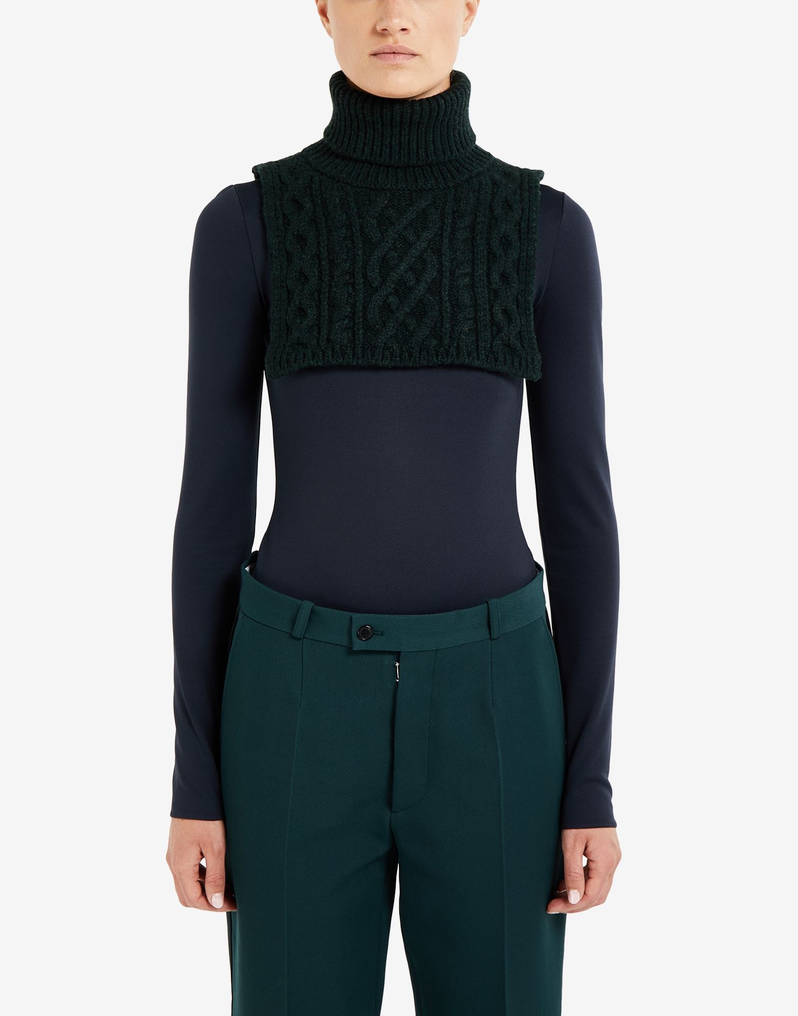 Fisherman cable wool turtleneck scarf - 4