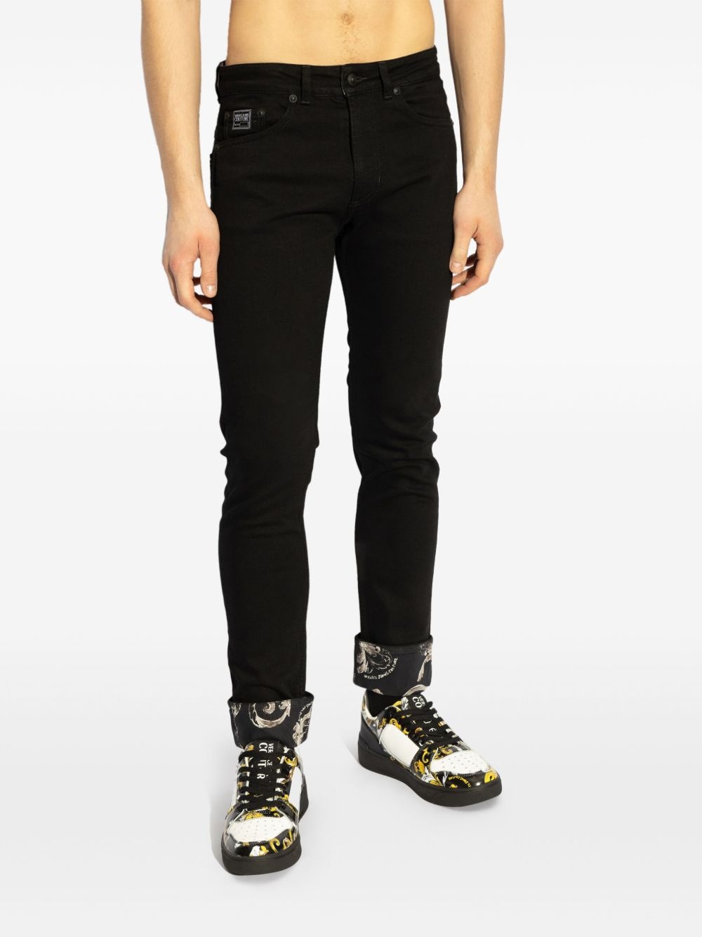 Barocco-print detail jeans - 3
