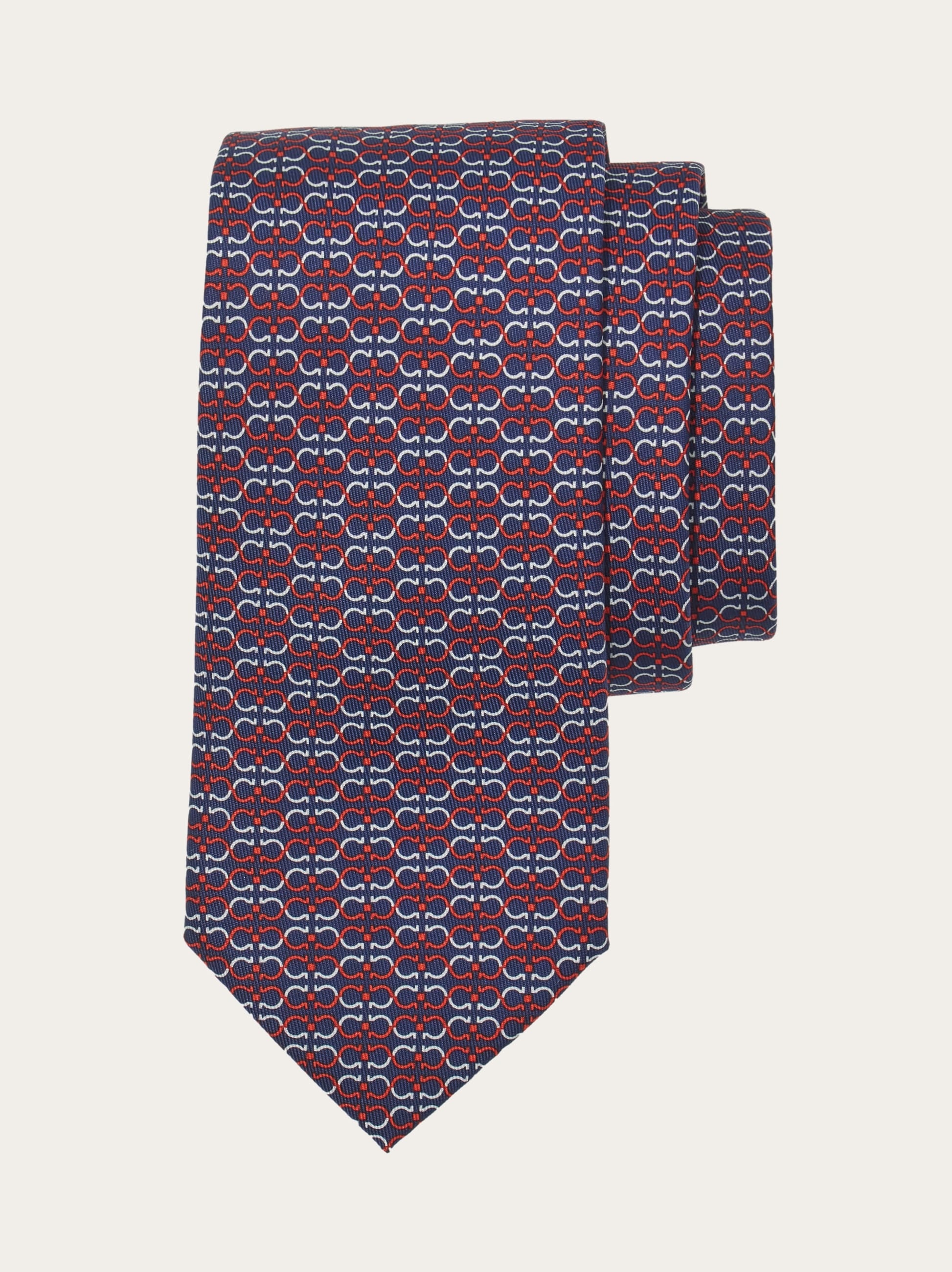 Gancini print silk tie - 1