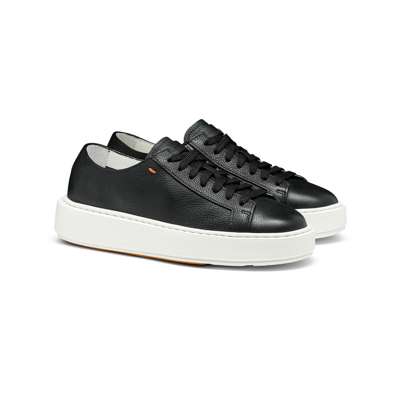 Santoni Women's black leather sneaker outlook