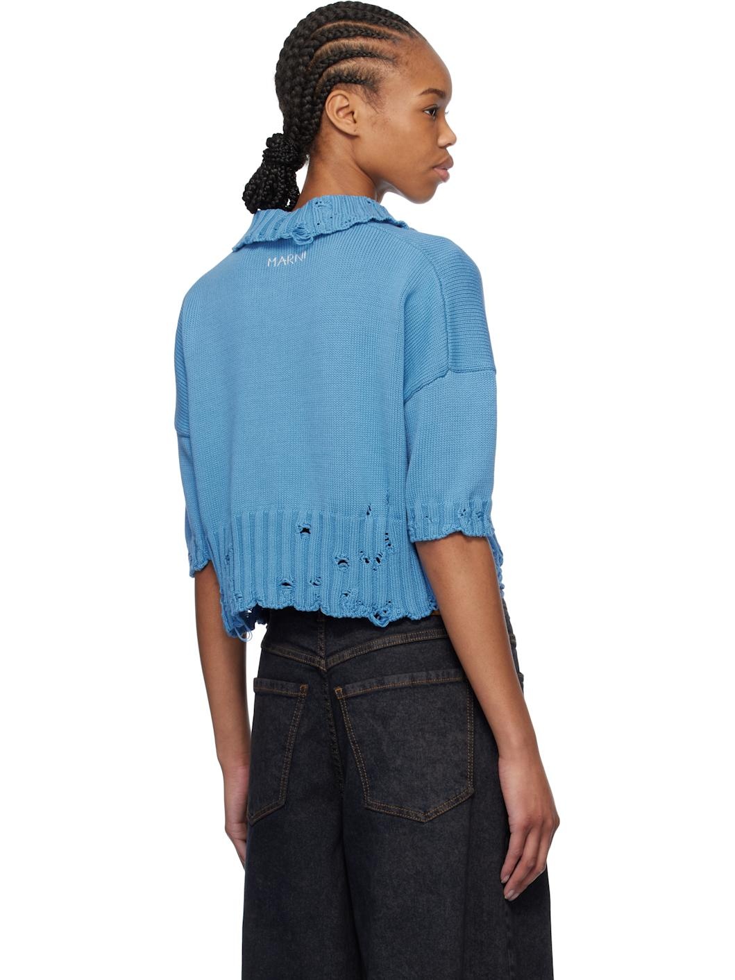 Blue Cotton Polo - 3