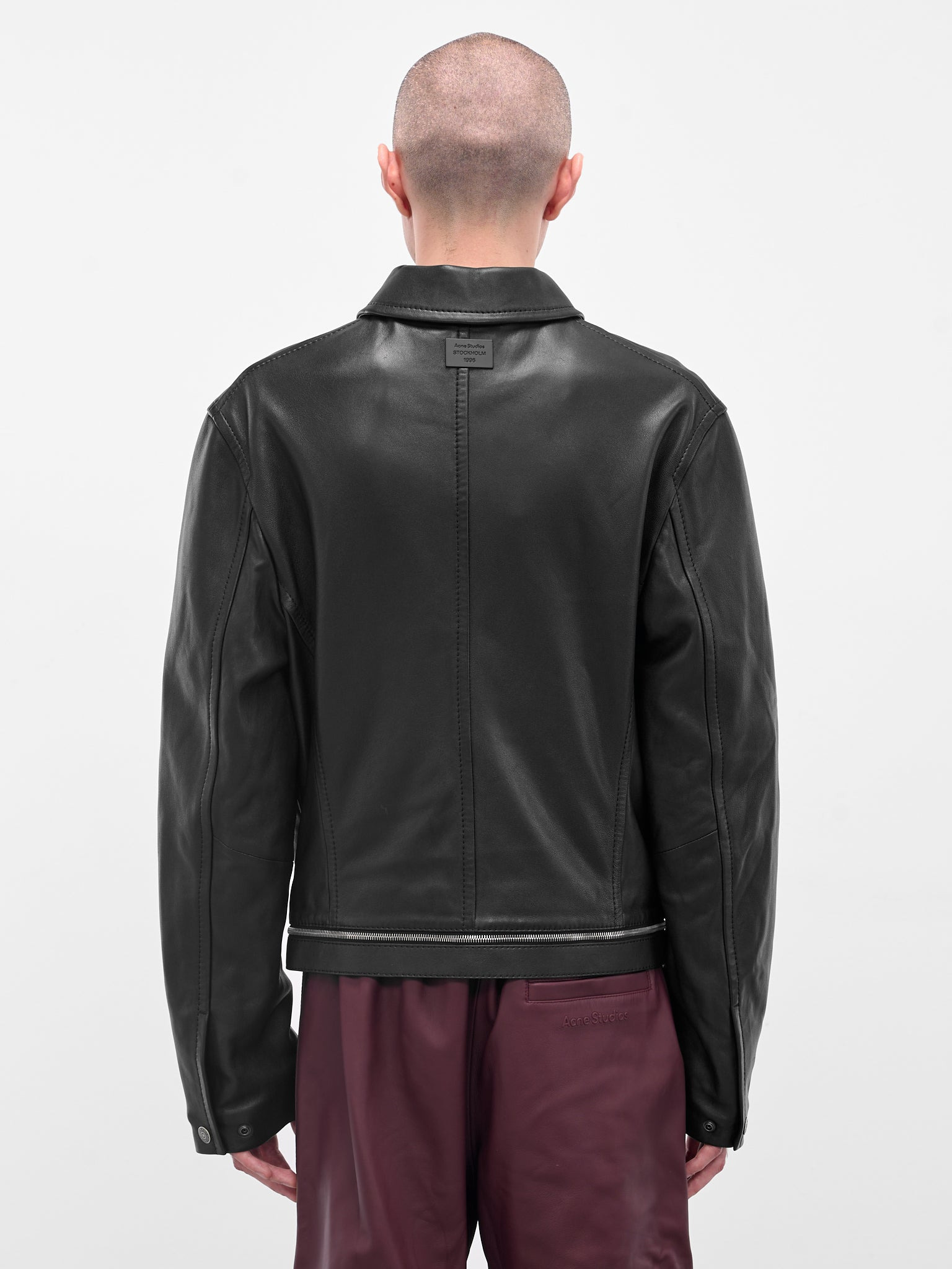 Black Lamb Leather Zip Jacket - 3