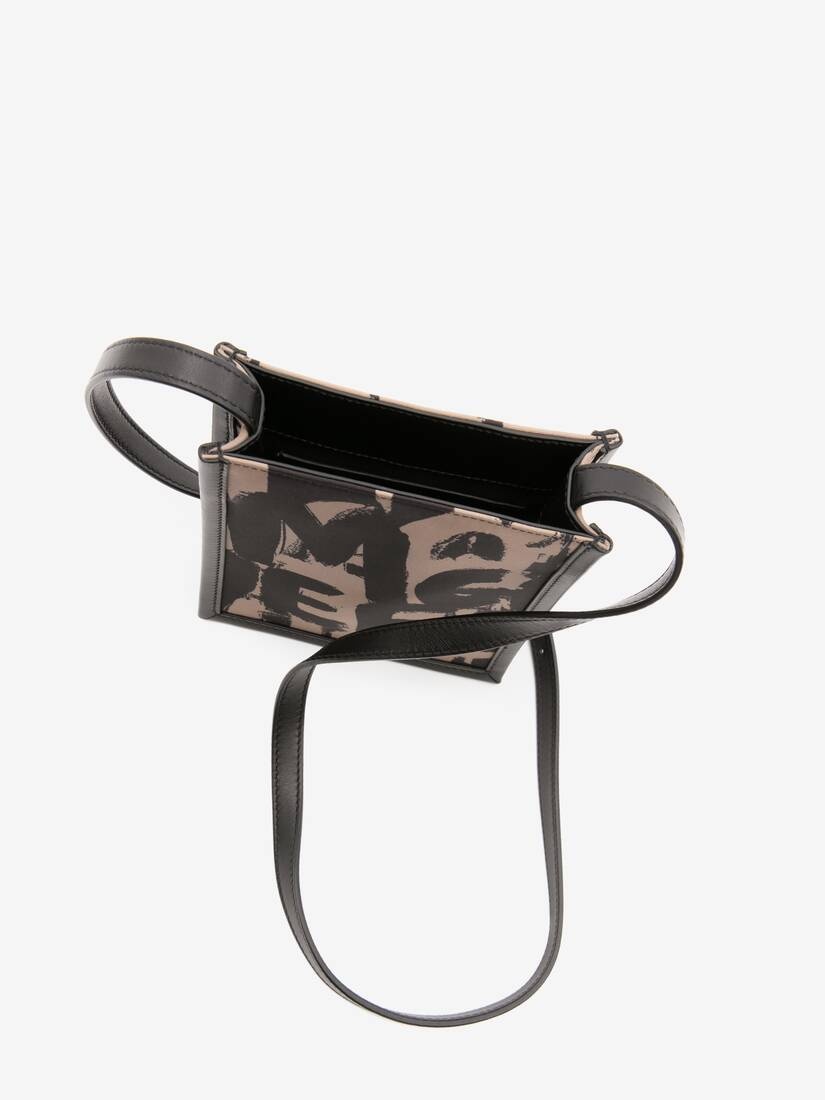 Mcqueen Graffiti Edge Mini Crossbody Bag in Black/beige - 4