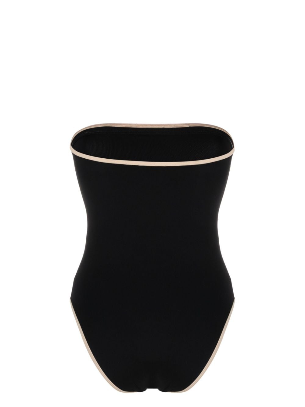 contrasting-trim strapless swimsuit - 2