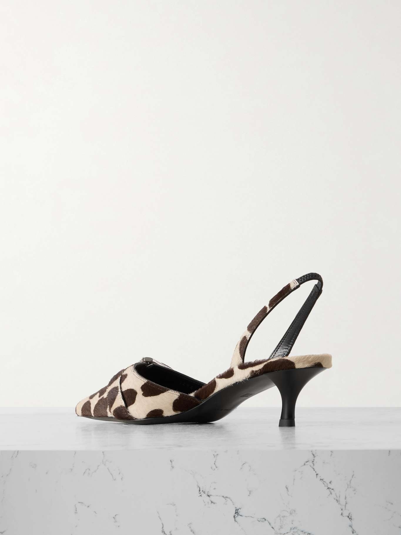 Voyou buckled printed calf hair slingback pumps Beige - 3