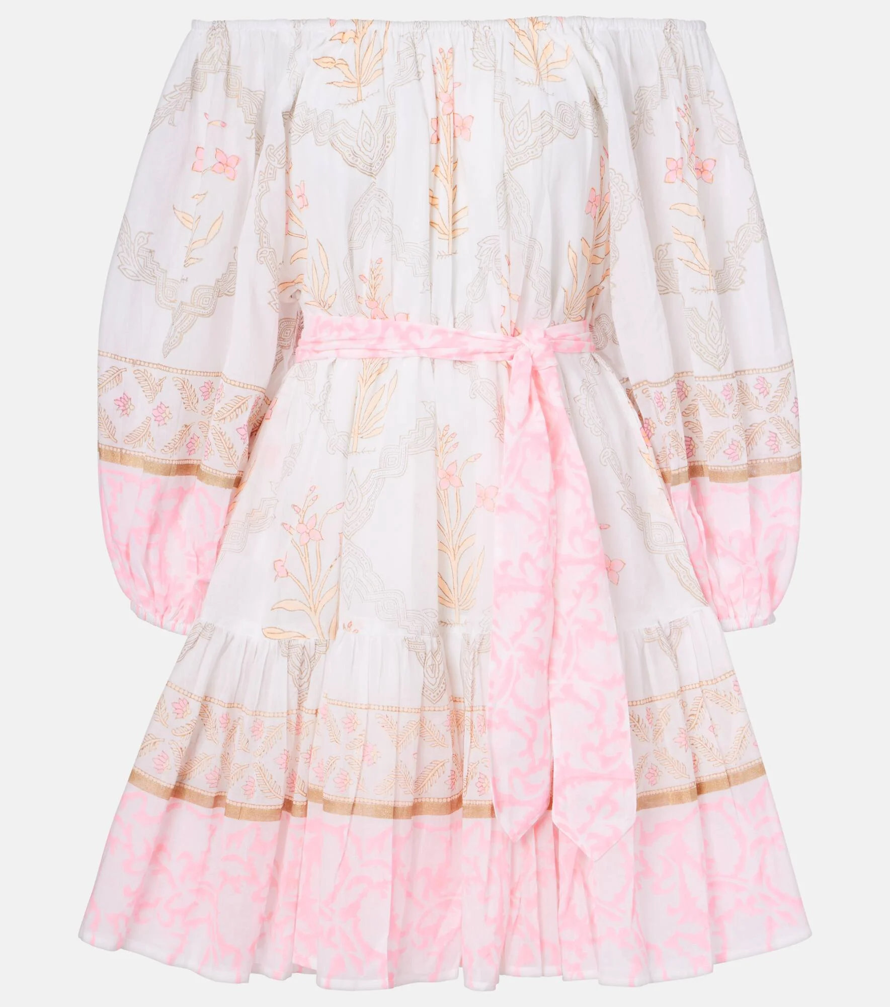 Printed off-shoulder cotton minidress - 1