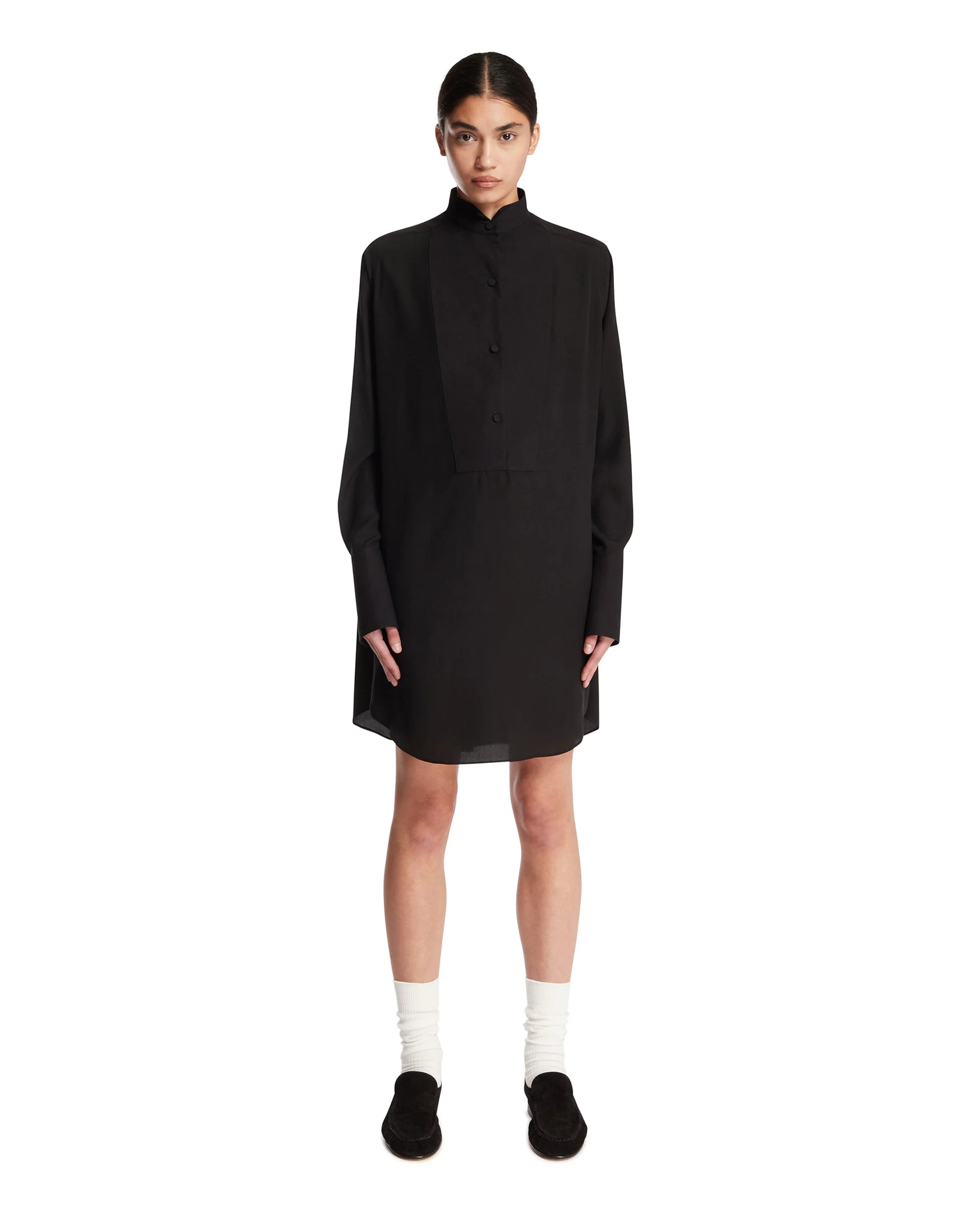 Black Silk Shirt Dress - 1