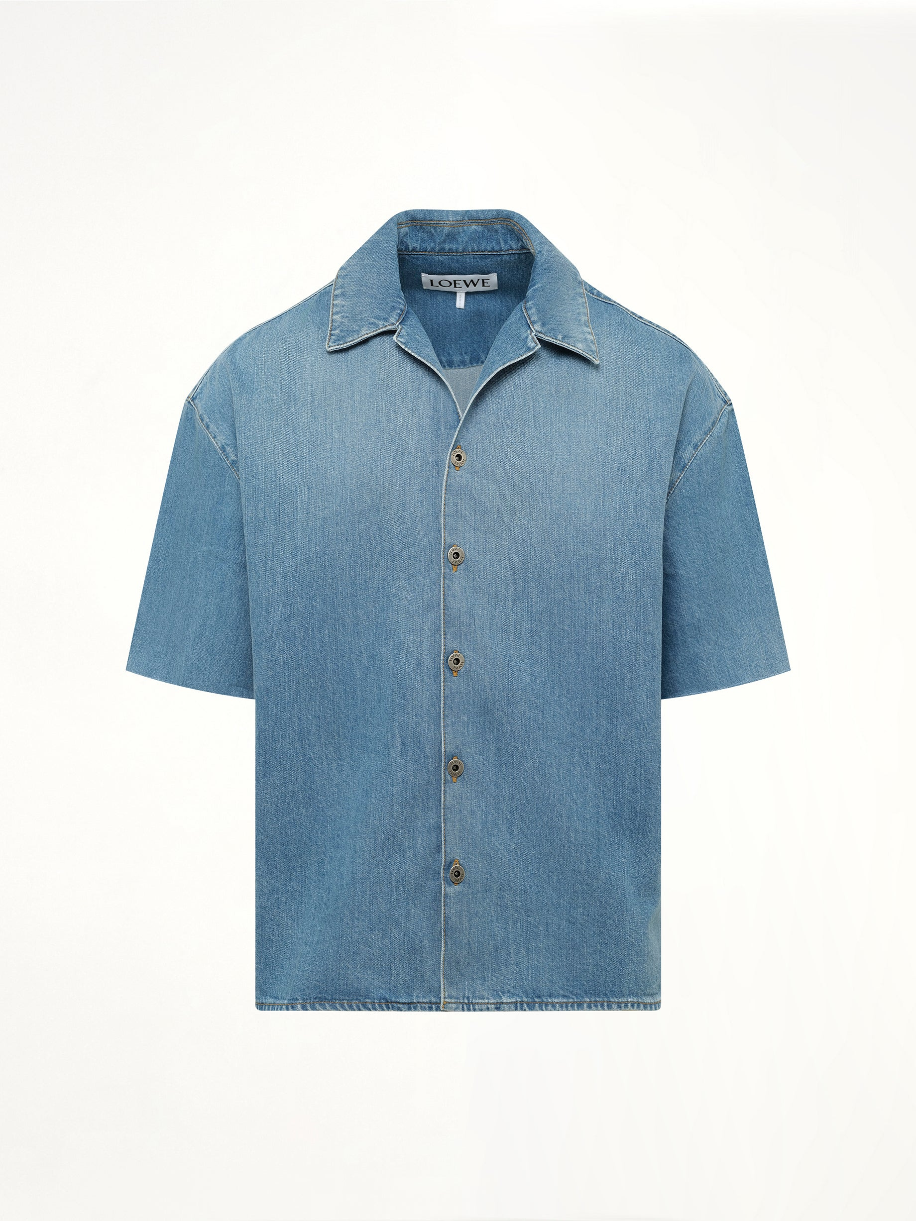 Anagram Short Sleeve Shirt in Washed Denim - 2