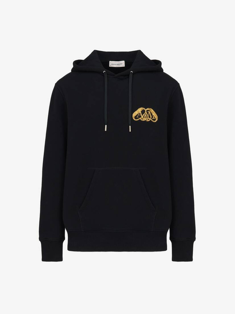 Men's Half Seal Logo Hooded Sweatshirt in Black - 1