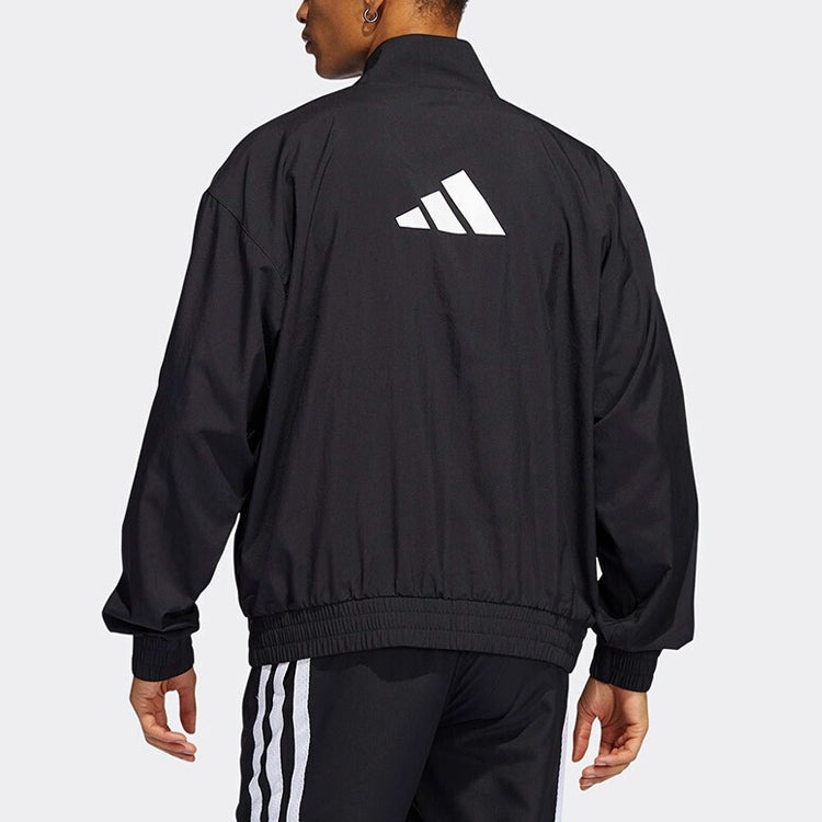 Men's adidas SS22 Athleisure Casual Sports Stand Collar Long Sleeves Jacket Autumn Black HF4200 - 4