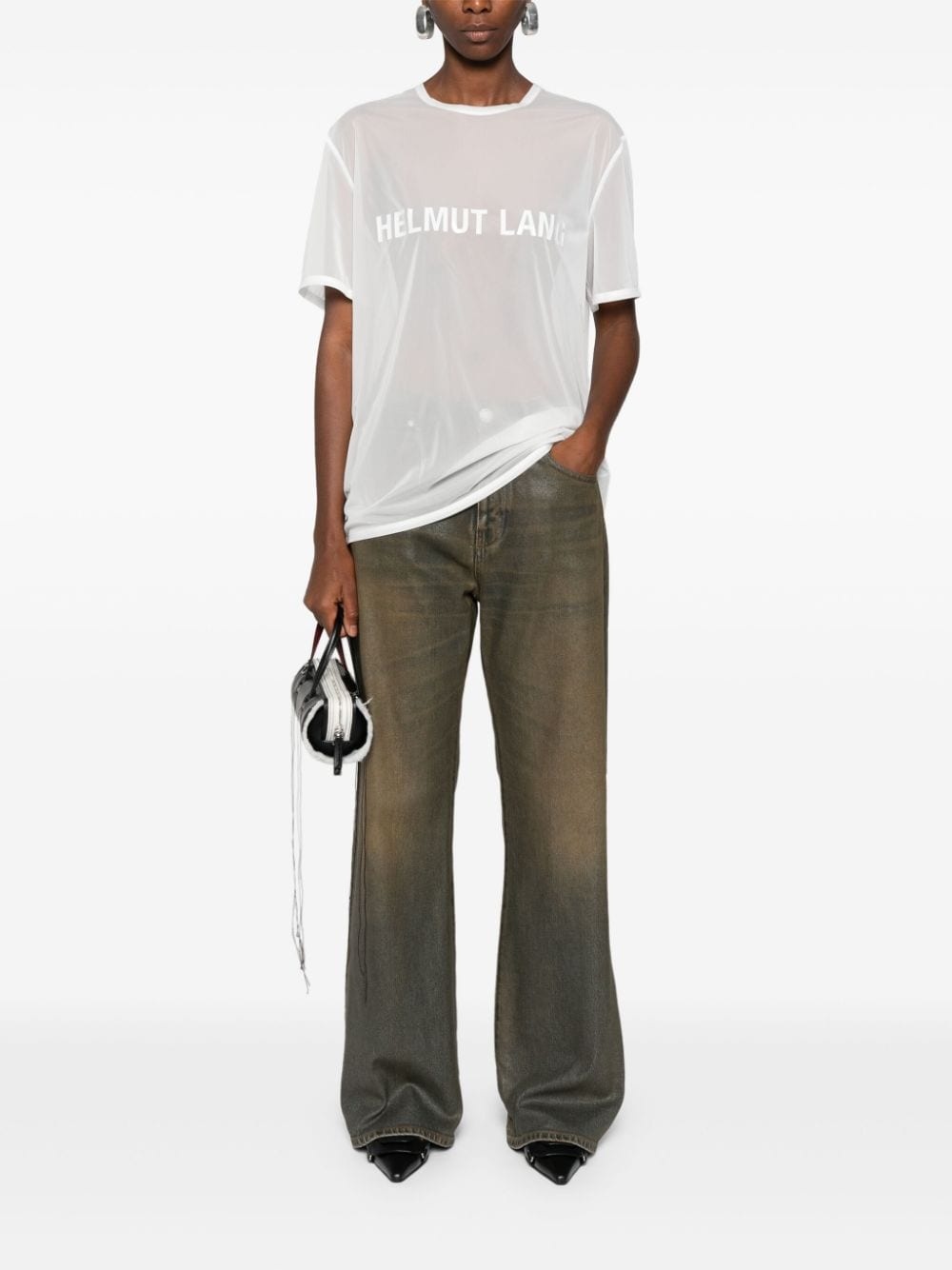 logo-print sheer T-shirt - 2