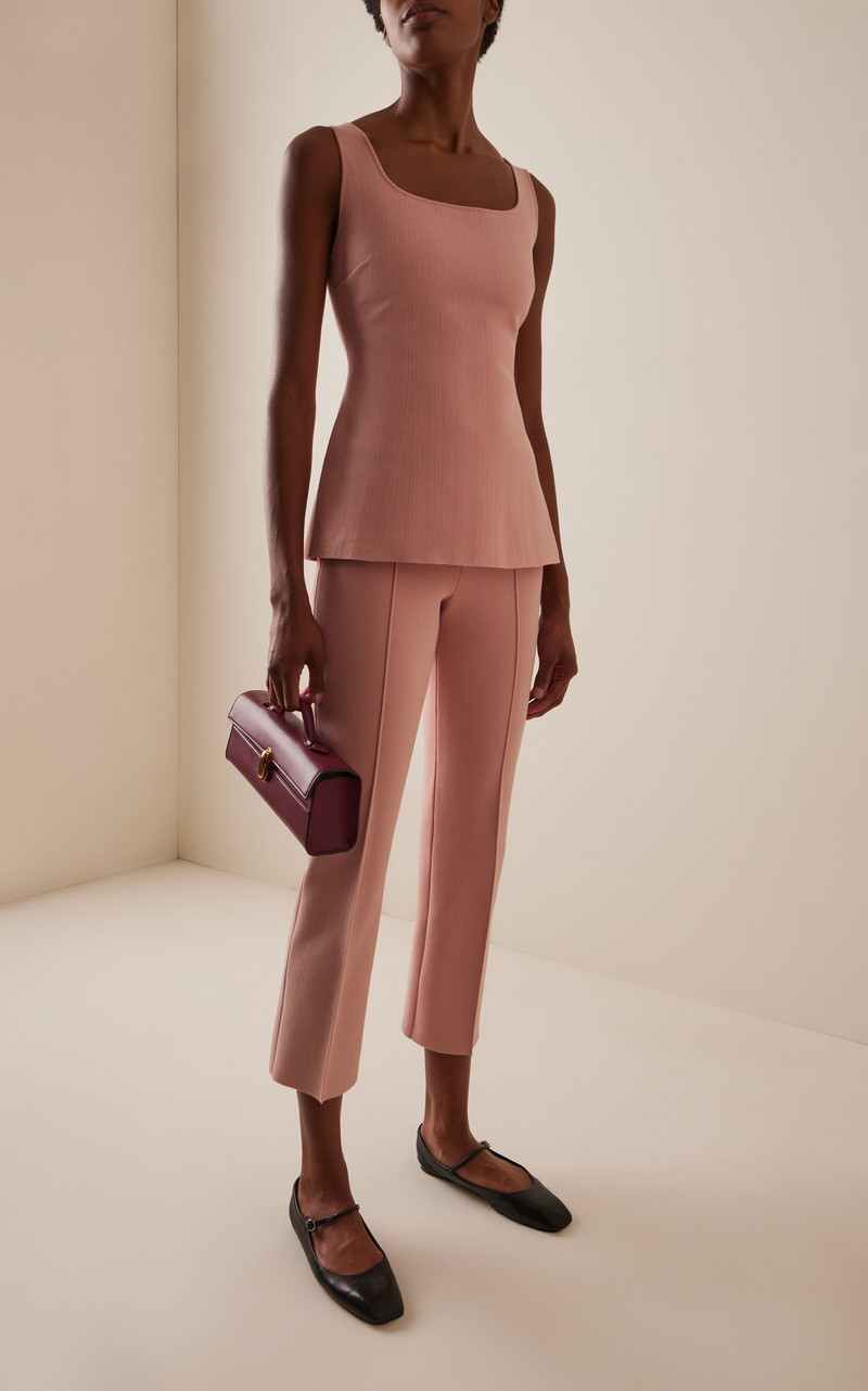 HIGH SPORT Louis Cotton-Blend Knit Cropped Pants pink outlook