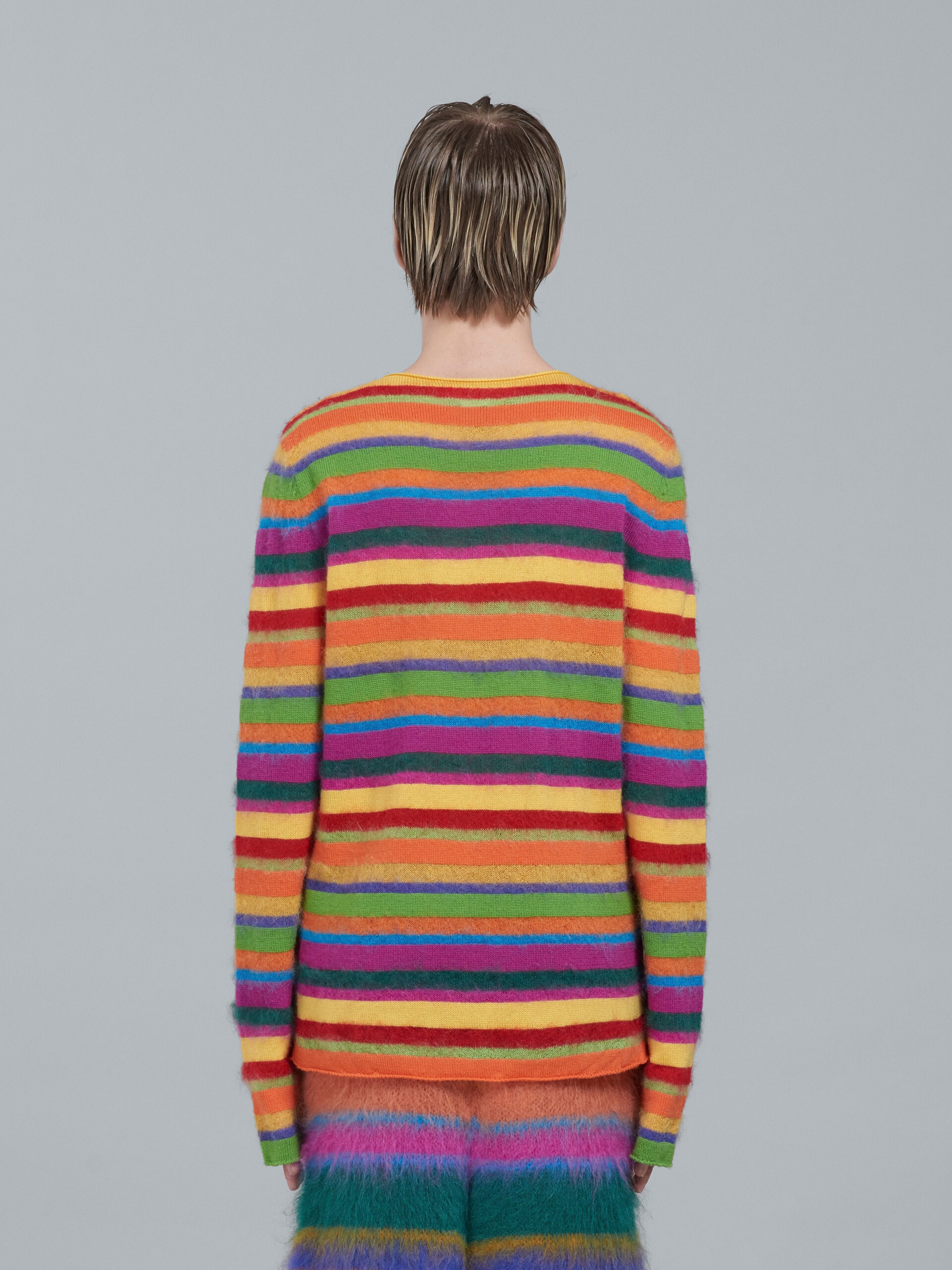 STRIPED MOHAIR AND LIGHT WOOL CREWNECK SWEATER - 3