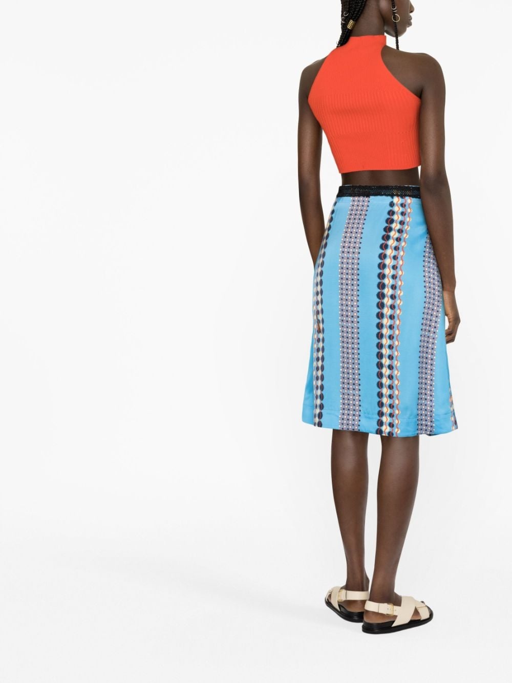 tie-fastening geometric print skirt - 3