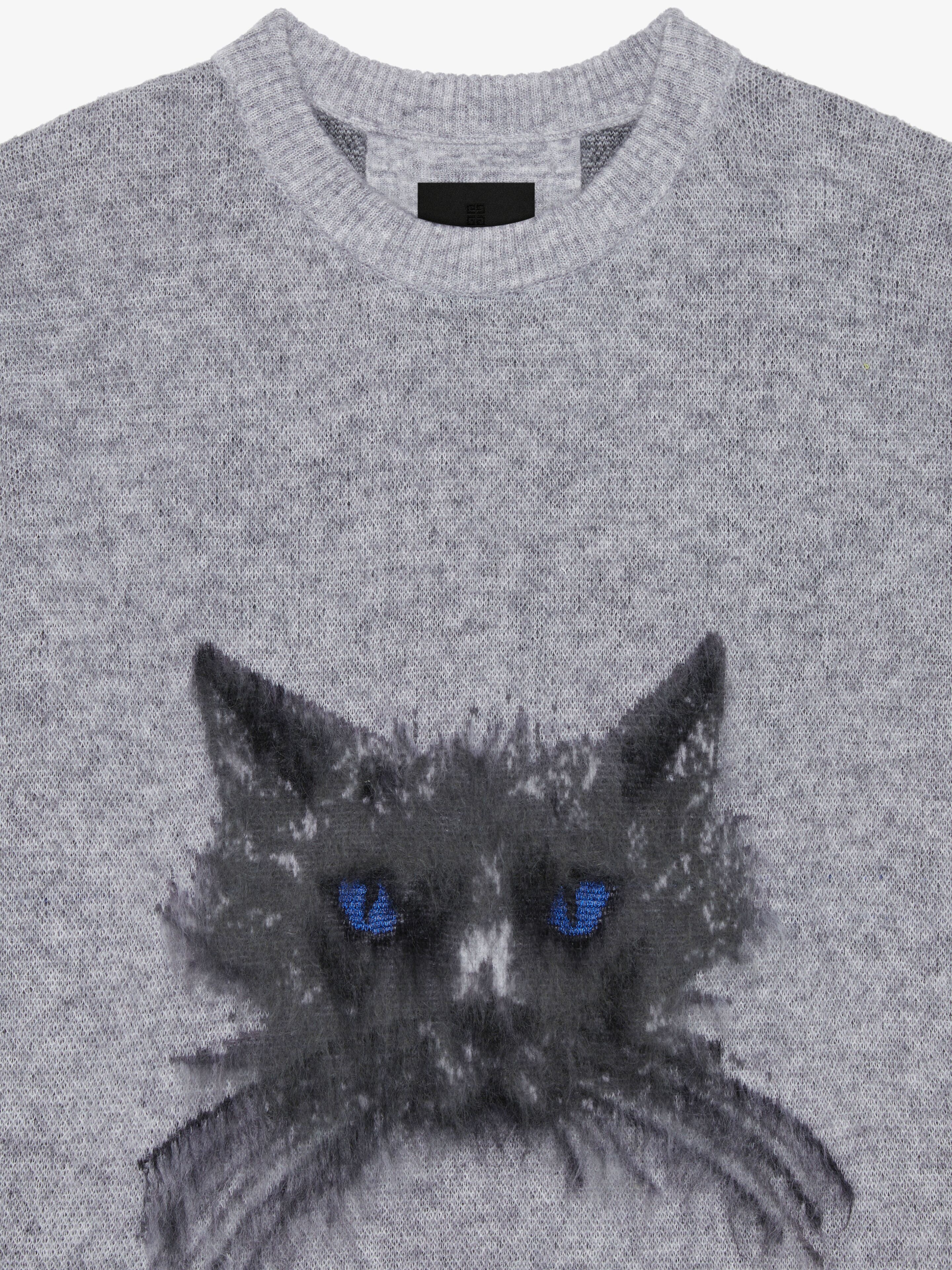 SWEATER IN WOOL AND MOHAIR WITH CAT JACQUARD - 5