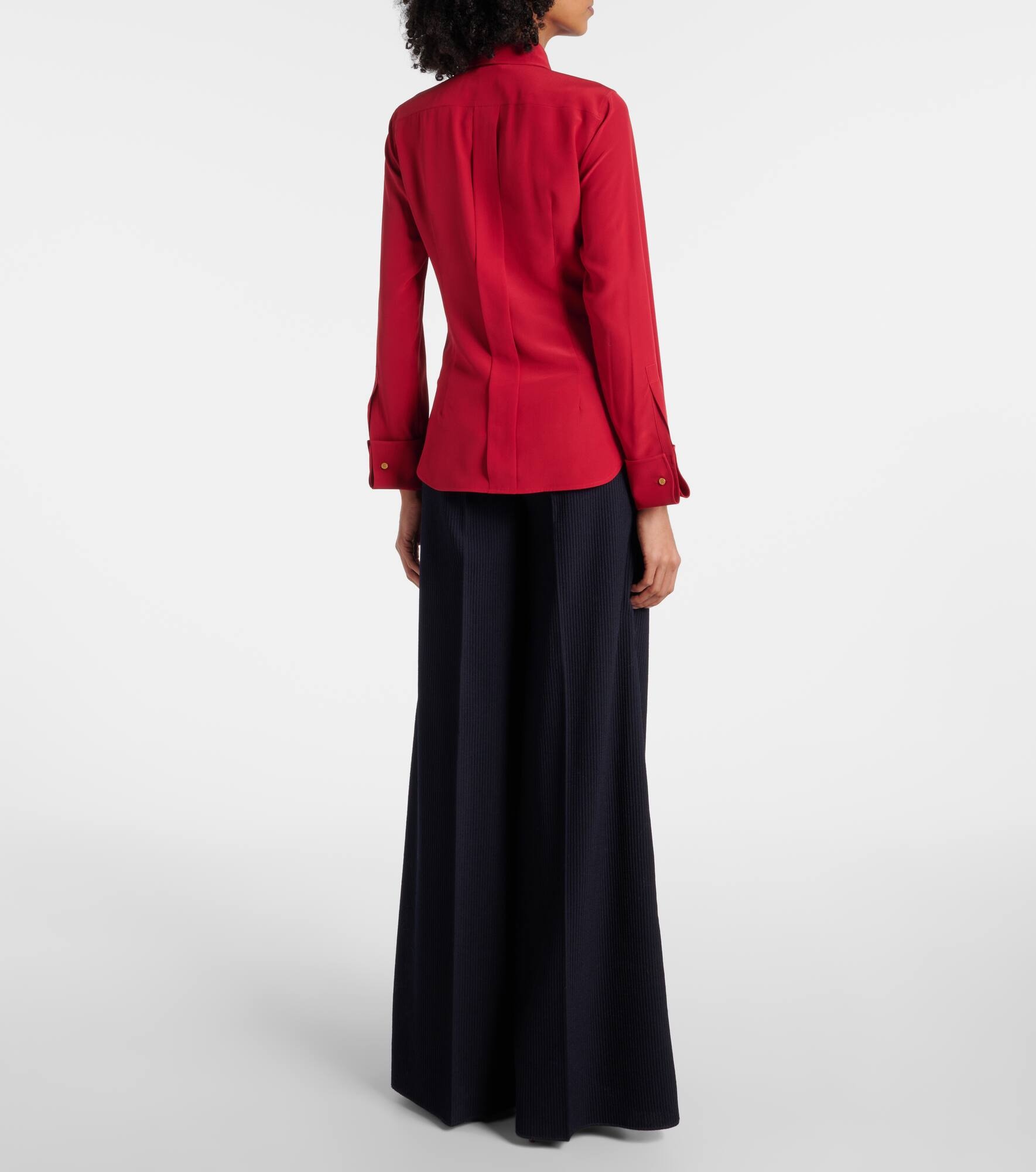 Apollo bow-detail silk crêpe blouse - 3
