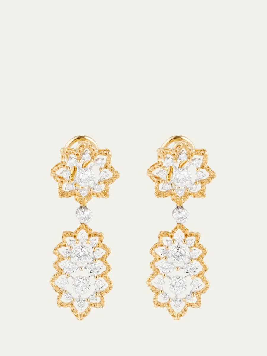 18K Yellow and White Gold Diamond Rombi Earrings - 1