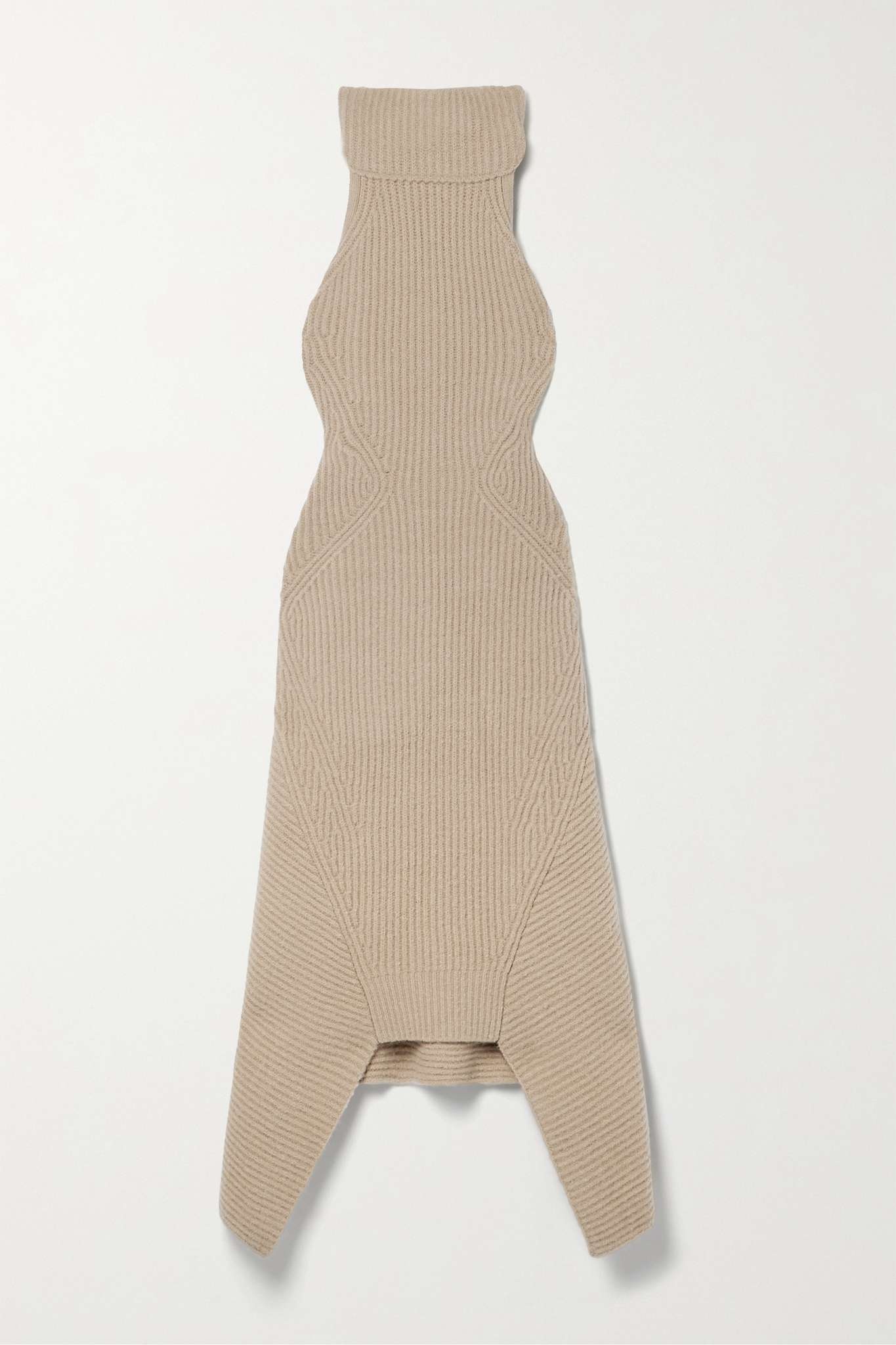 Akiko asymmetric ribbed-knit halterneck dress - 1