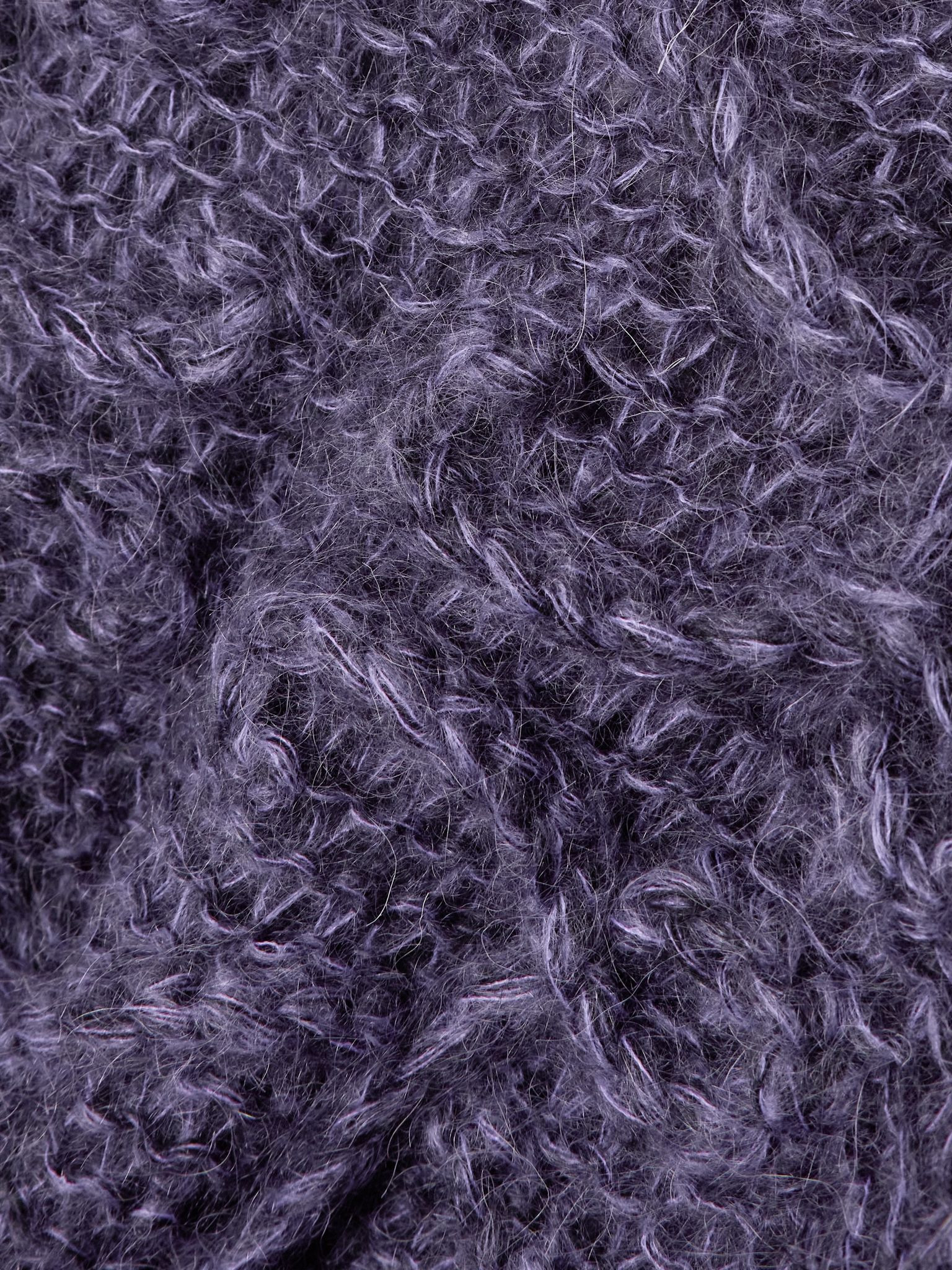 Anagram embroidered cable-knit mohair-blend sweater Purple - 4