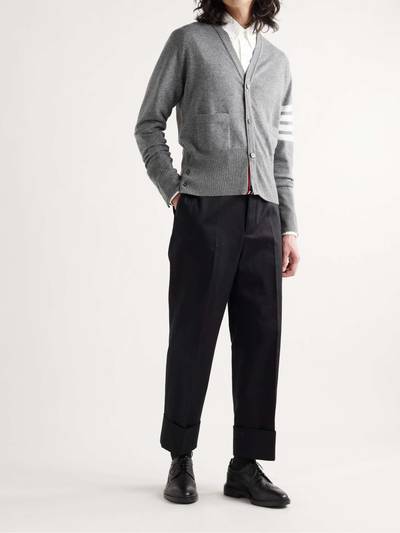 Thom Browne Slim-Fit Striped Grosgrain-Trimmed Mélange Cashmere Cardigan outlook