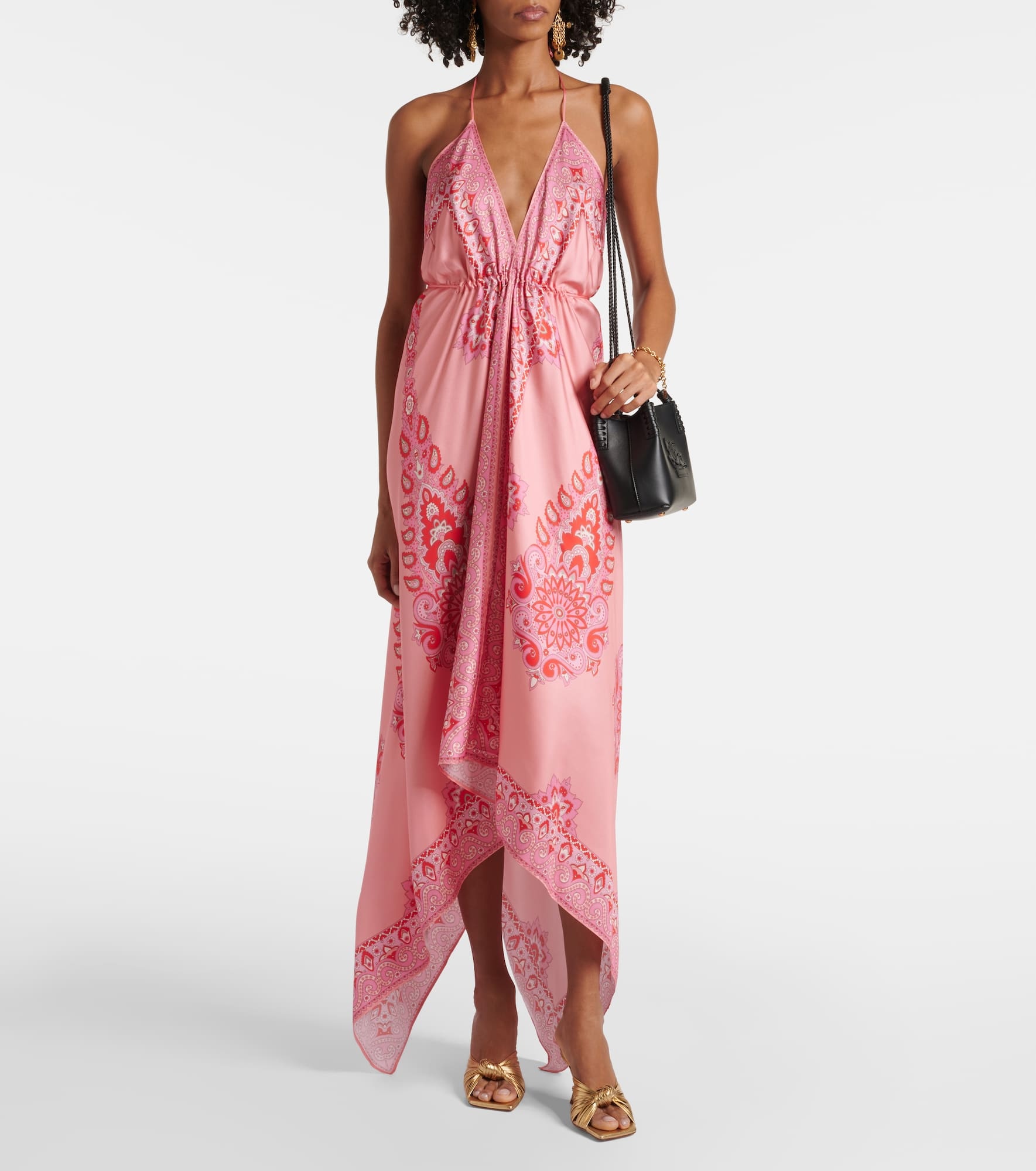 Paisley asymmetric silk midi dress - 2