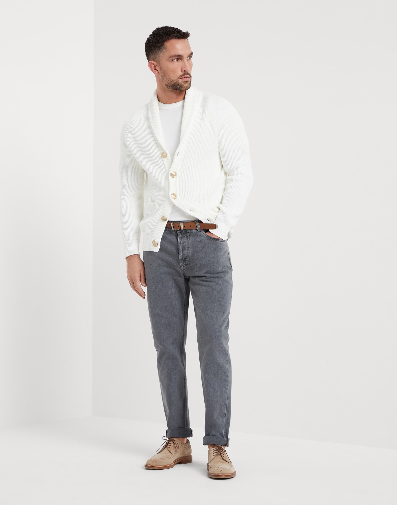 Grayscale denim traditional fit five-pocket trousers - 4