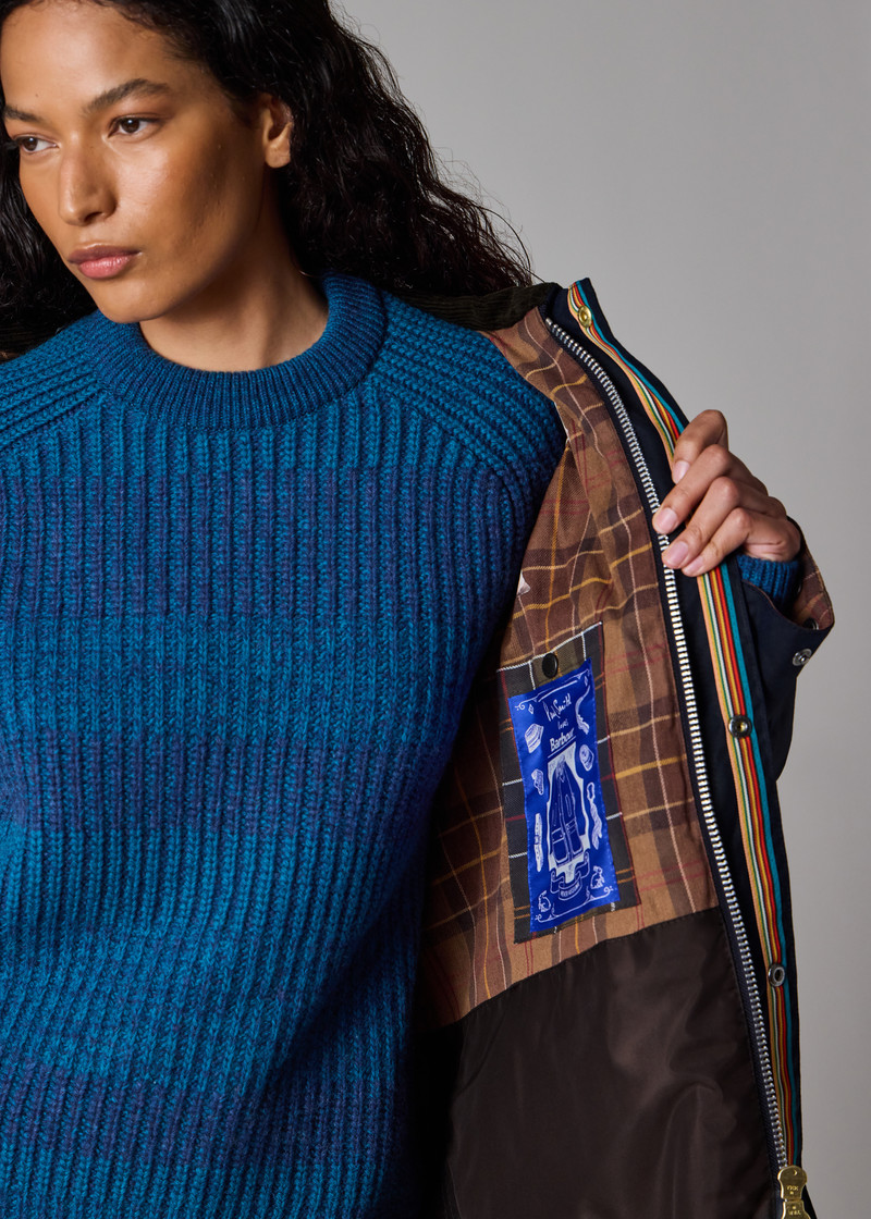 Paul Smith loves Barbour - Night Sky Oversized Bedale Wax Jacket 7