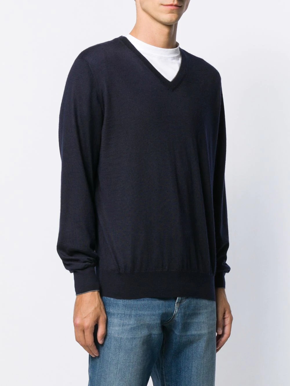 ribbed V-neck sweater - 3