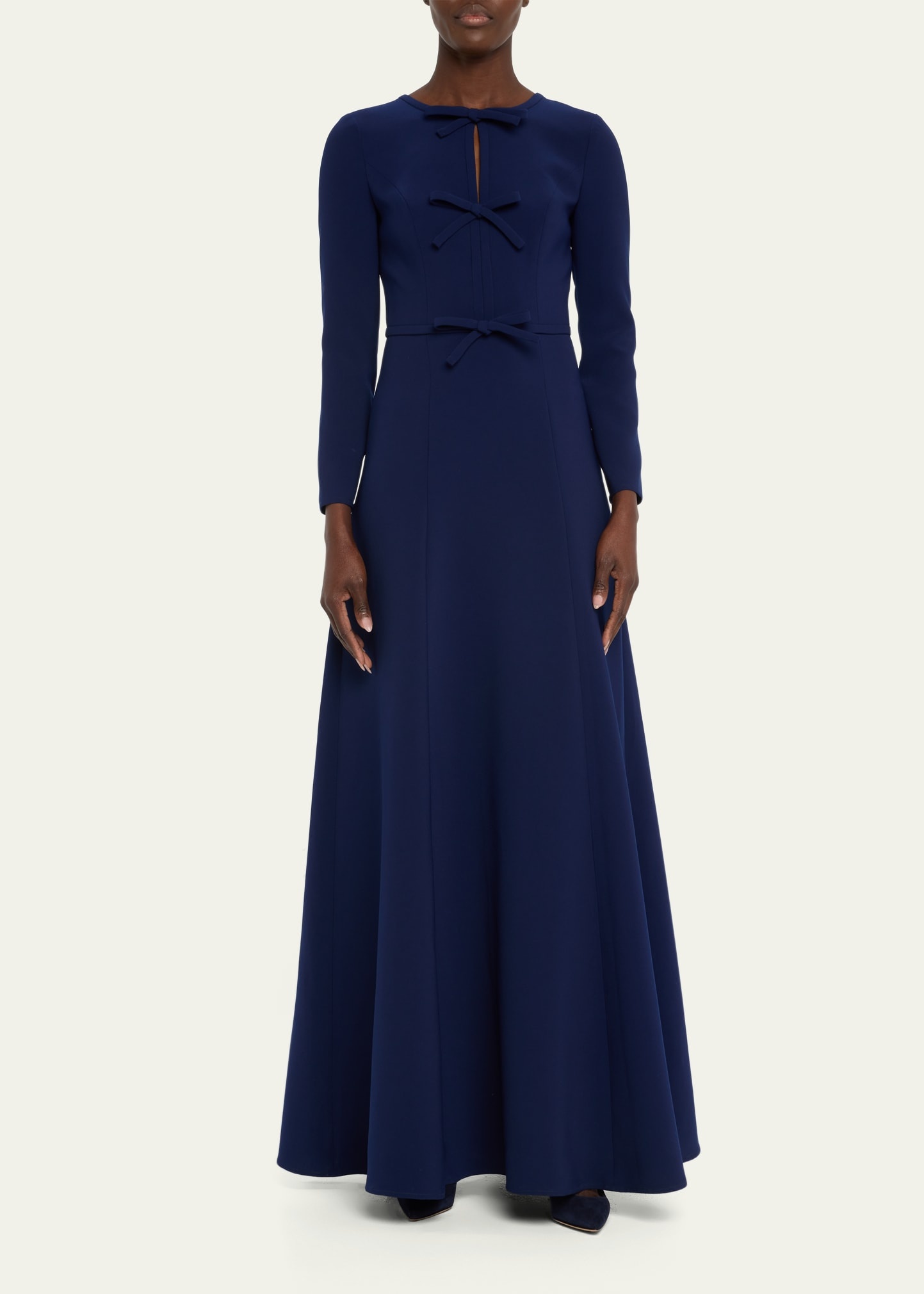Triple Bow Keyhole Long-Sleeve Gown - 2
