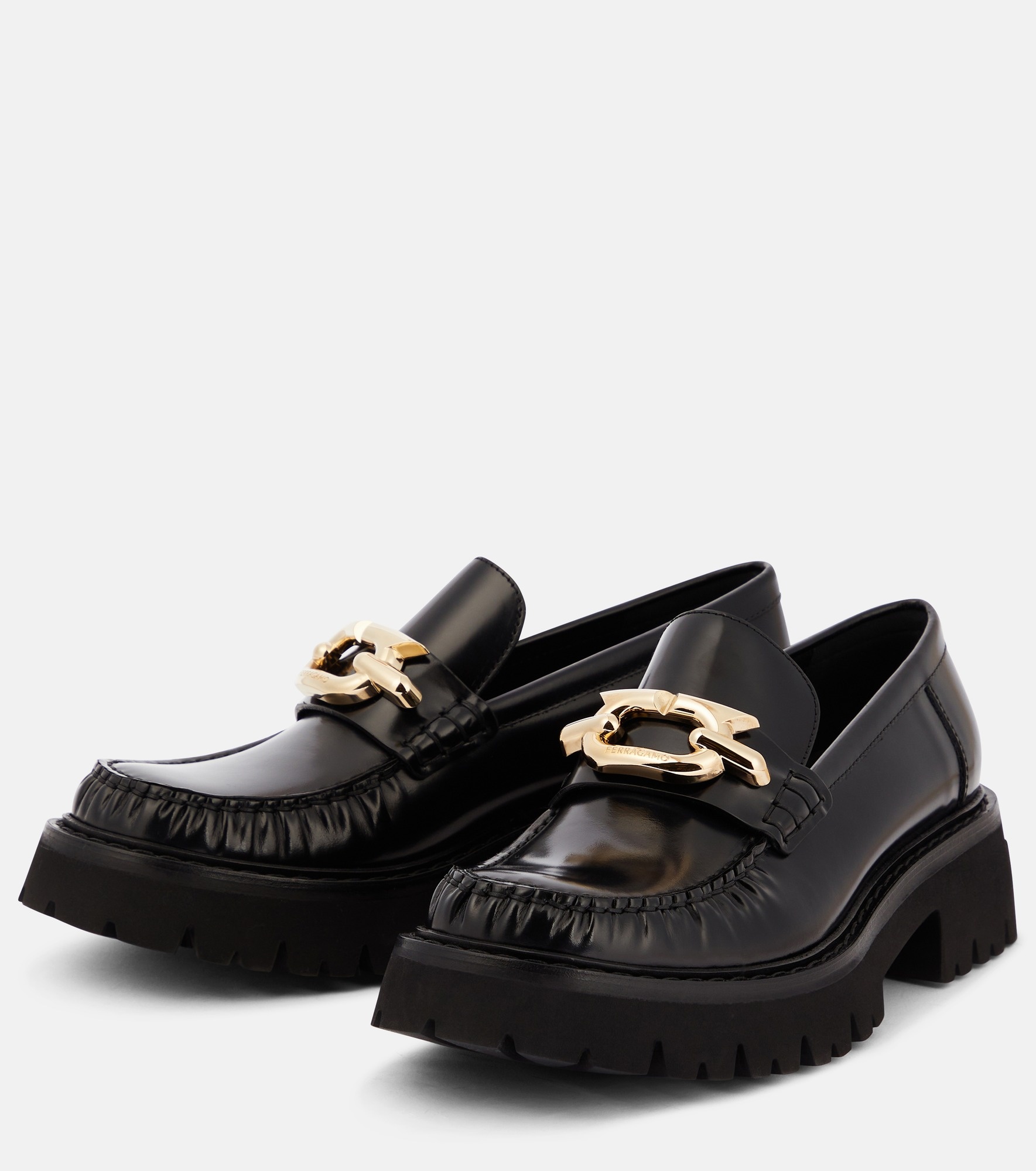 Embellished leather loafers - 5