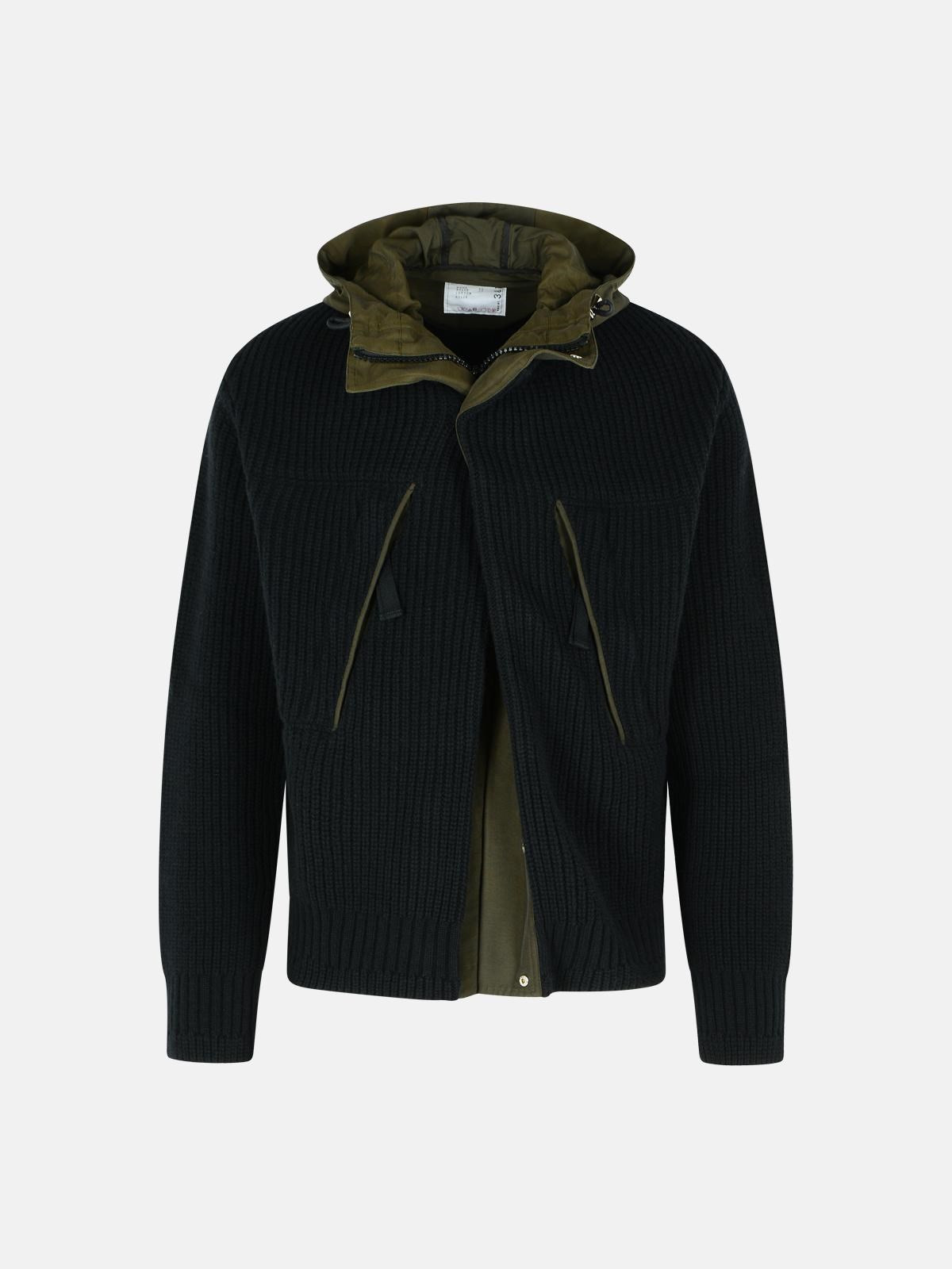 BLACK WOOL BLEND JACKET - 1