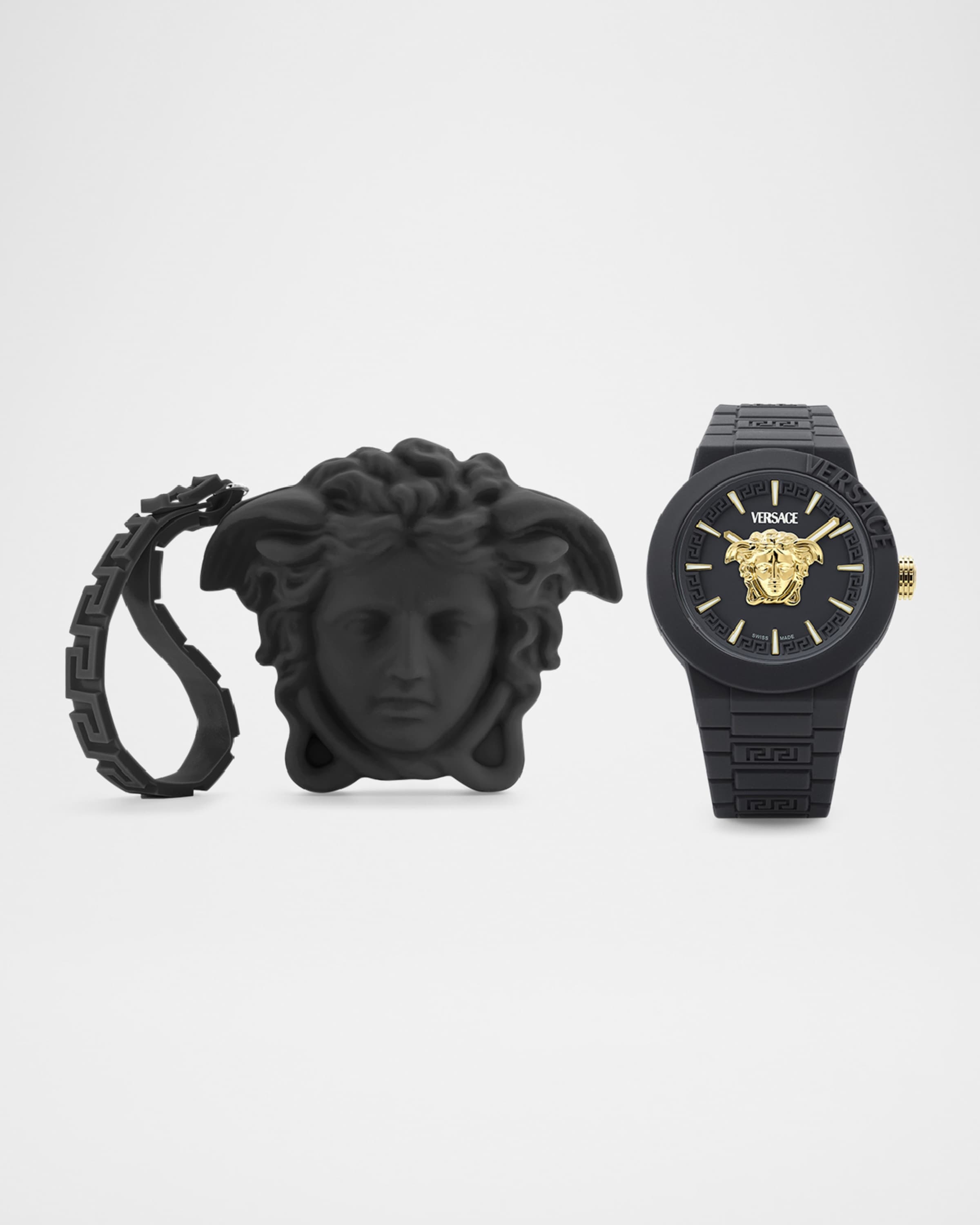 Men's Medusa Pop Black Silicone Watch with Pouch, 39mm - 1