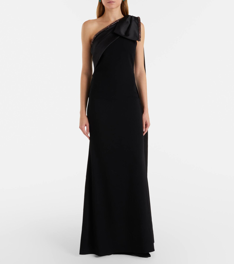ROLAND MOURET Crystal-embellished crêpe satin gown outlook