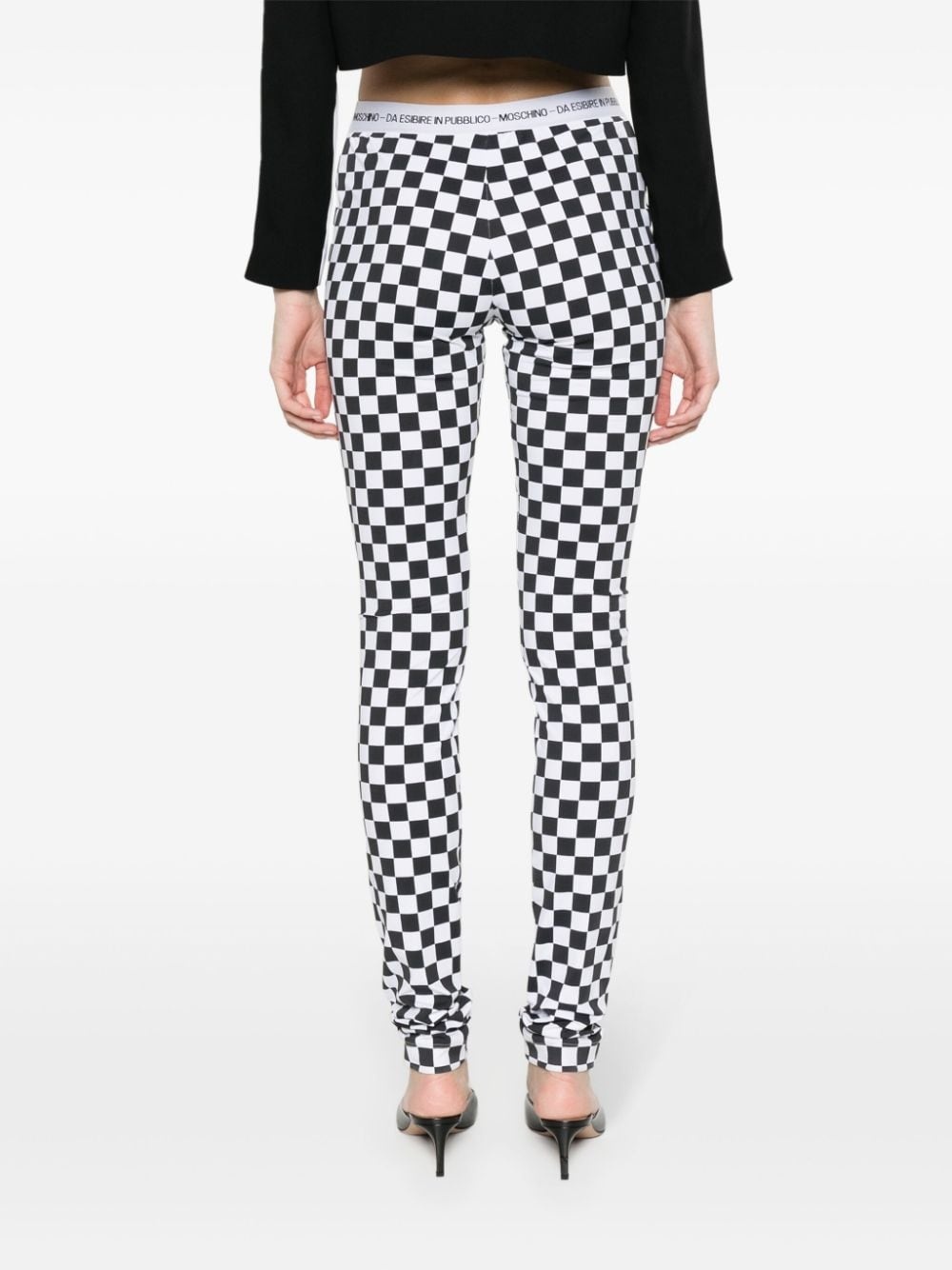 checkerboard-print flared trousers - 4