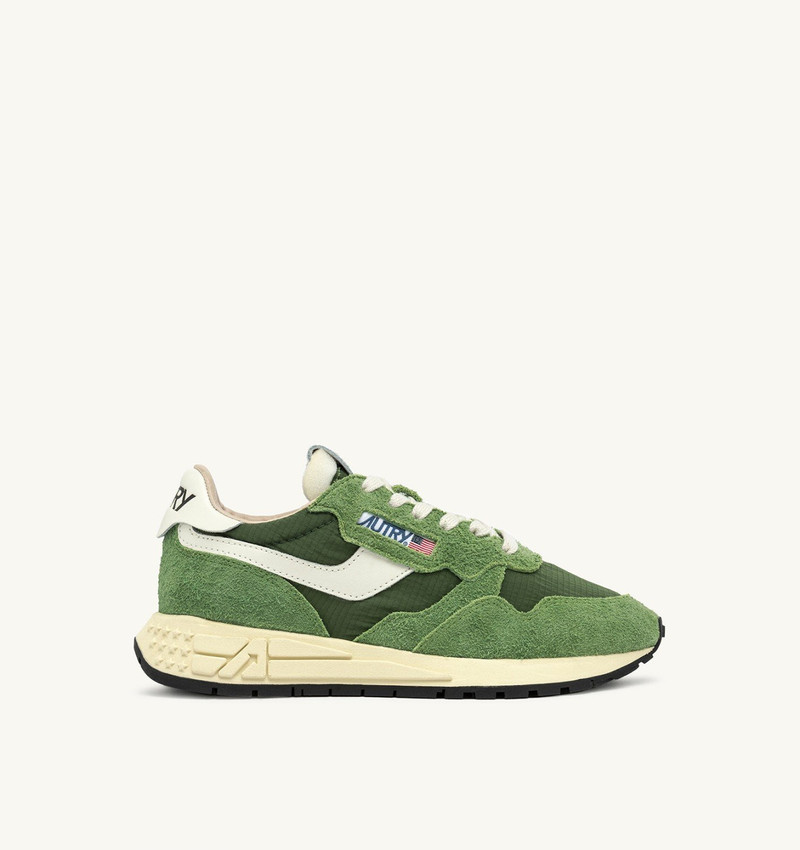 REELWIND LOW SNEAKERS IN MILITARY GREEN AND MARSHMALLOW NYLON AND SUEDE - 1
