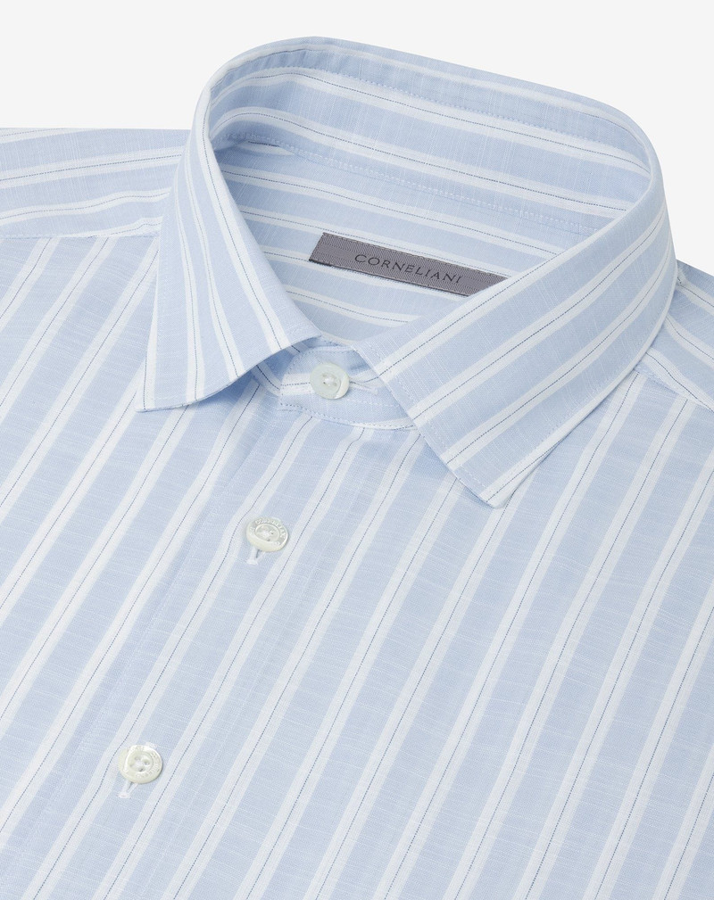 Pure cotton shirt with light blue striped pattern 4