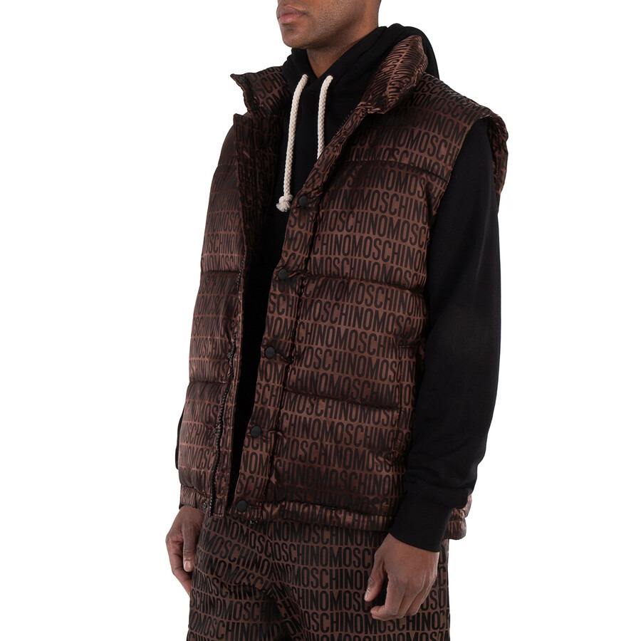 Moschino Men's Fantasy Print Brown Logo-Jacquard Gilet - 3
