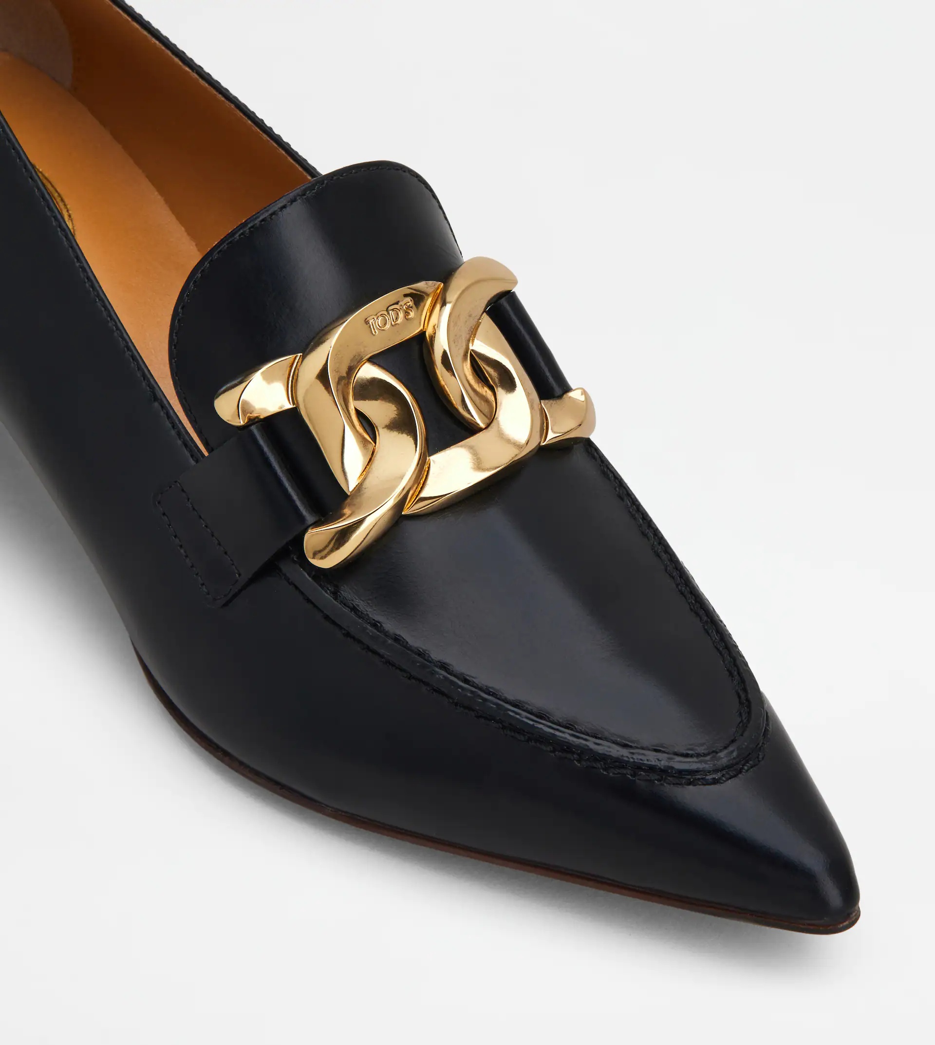 HEELED LOAFERS IN LEATHER - BLACK - 5