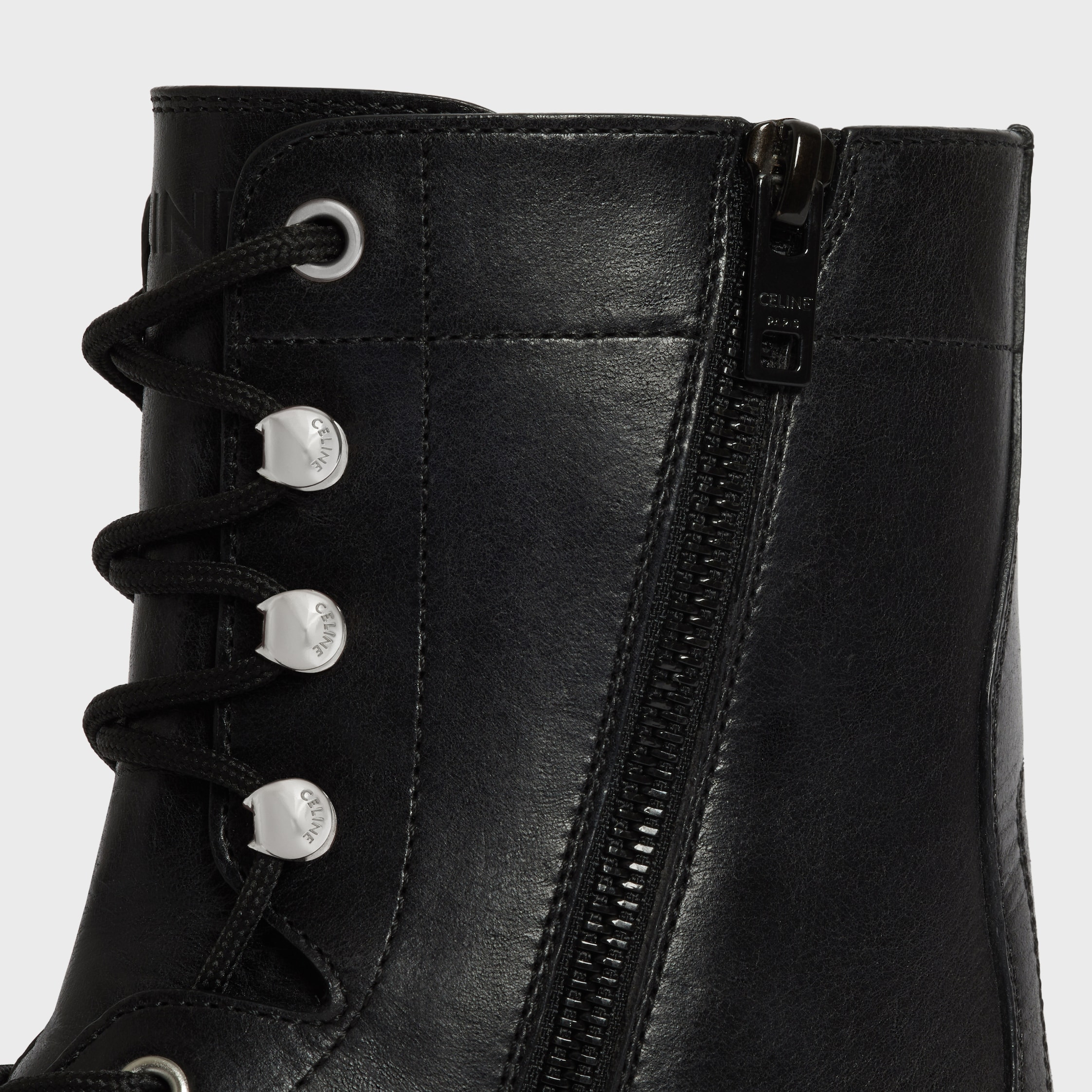 CELINE TRIOMPHE RANGERS MID LACE-UP BOOT in SHINY BULLSKIN - 6