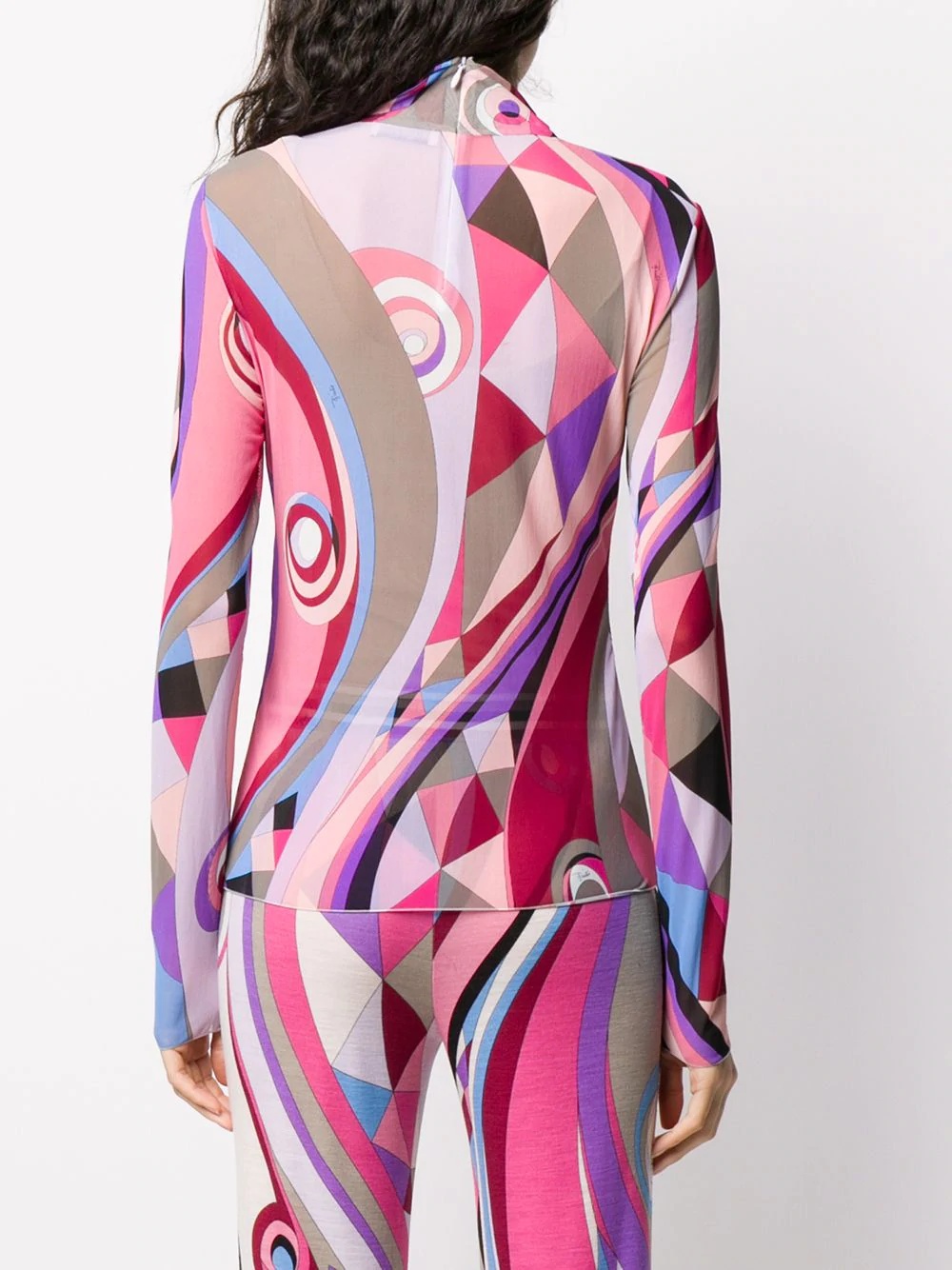 geometric print turtleneck top - 4