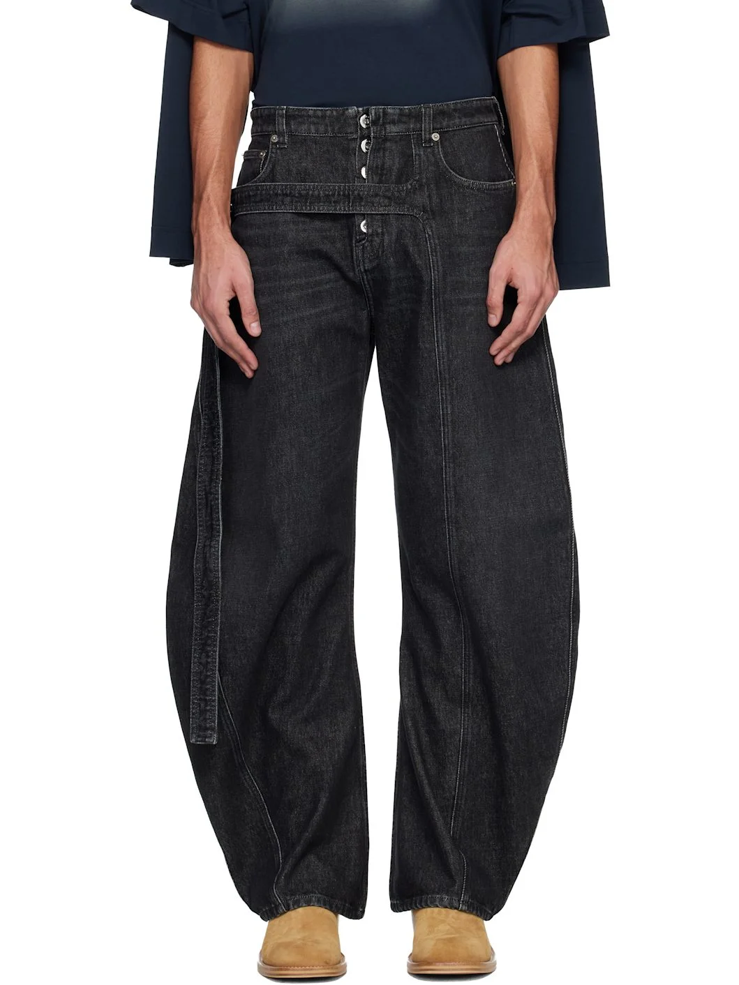 Black 'The Denim Strap' Jeans - 1