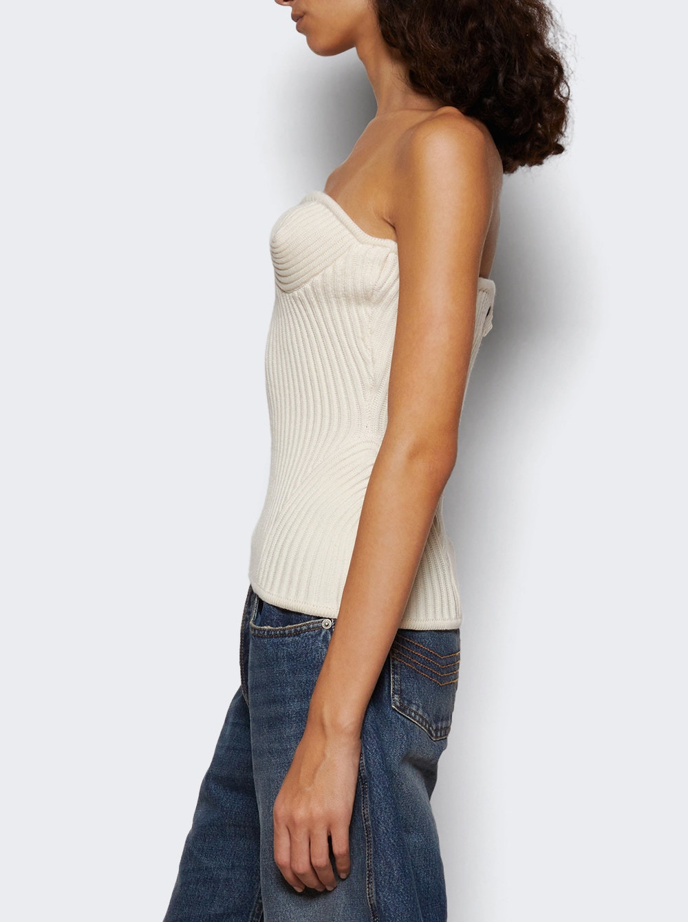 Ribbed Knit Wool Corset White - 3