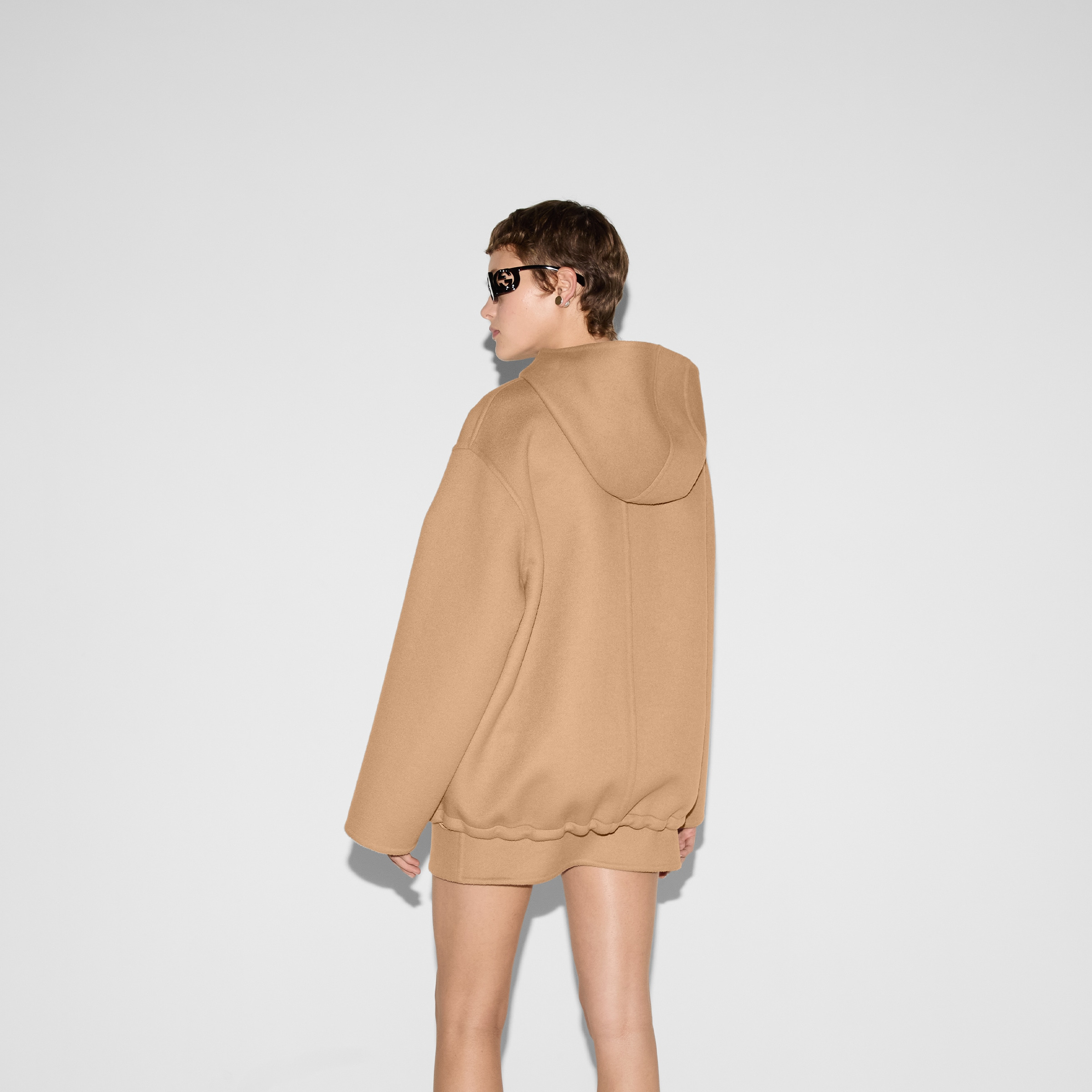 Embroidered wool and silk hooded jacket - 4