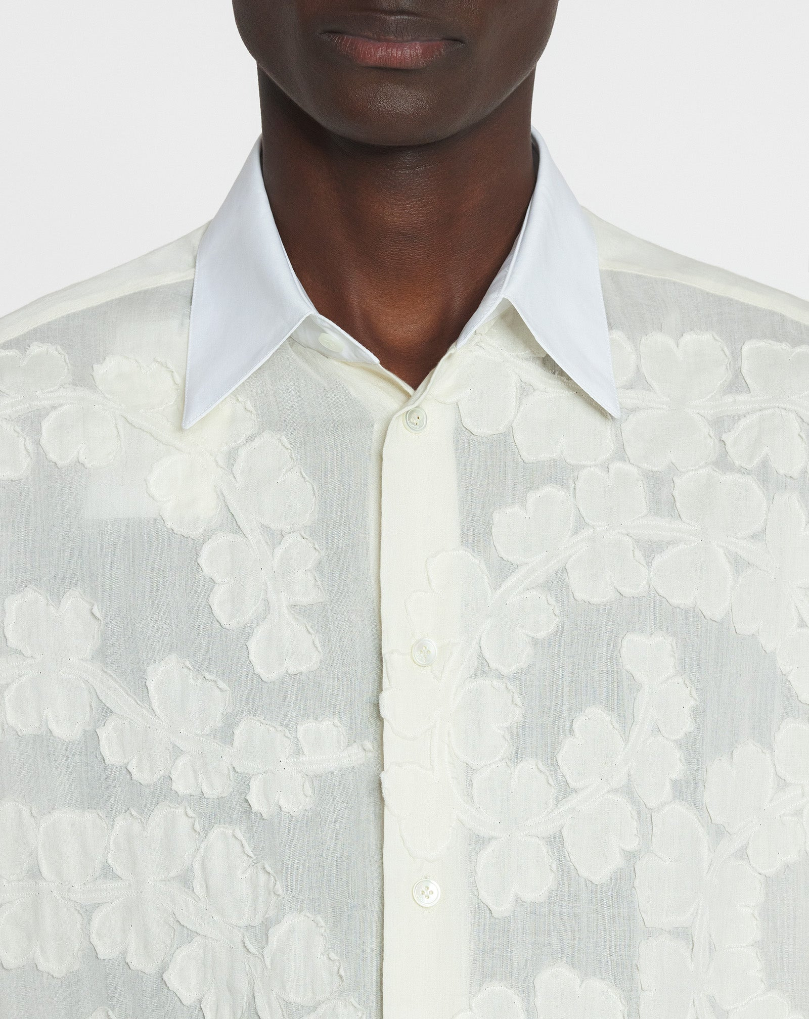 COTTON VOILE SHIRT WITH CUT-OUTS - 5