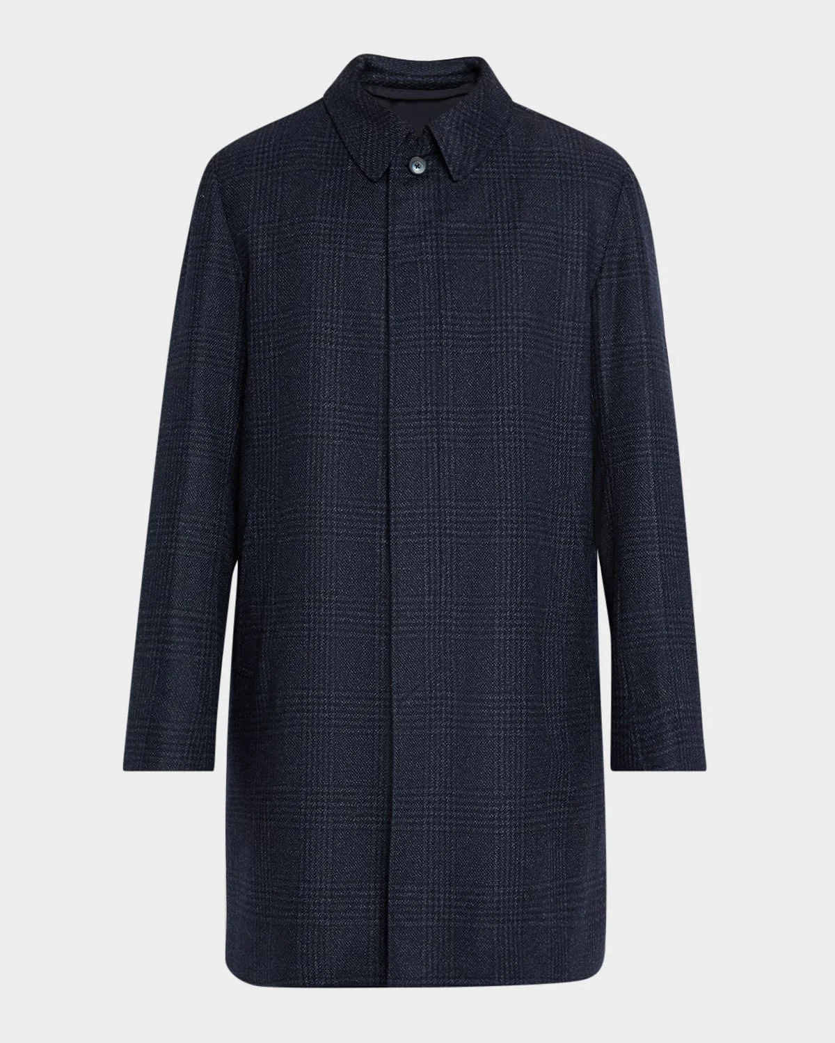 Men's Plaid Wool/Silk Coat - 1