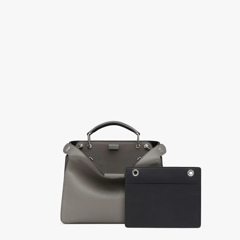 FENDI Gray and black leather bag outlook
