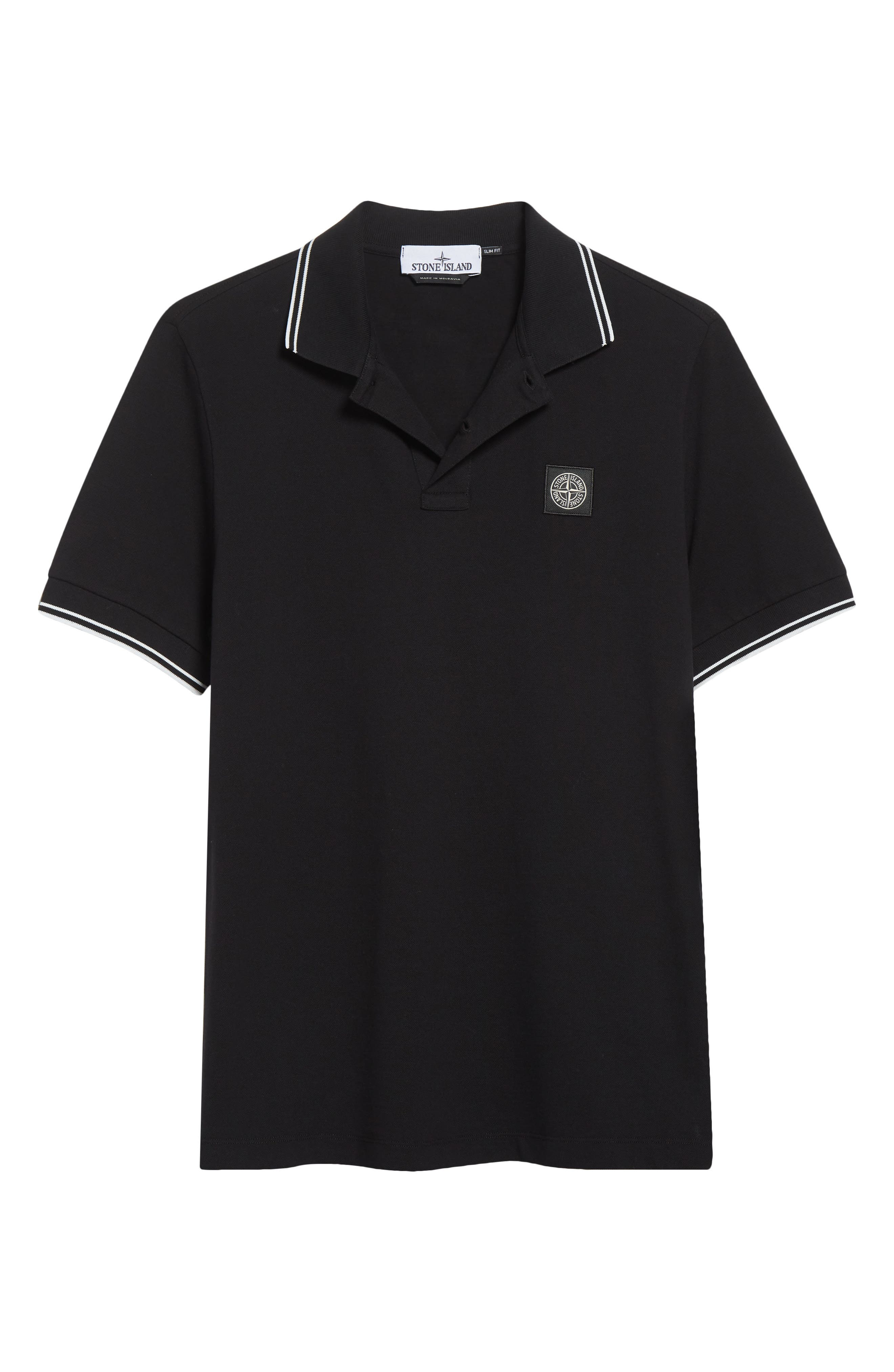 Stone Island Tipped Stretch Cotton Polo in V0029 Black at Nordstrom - 5