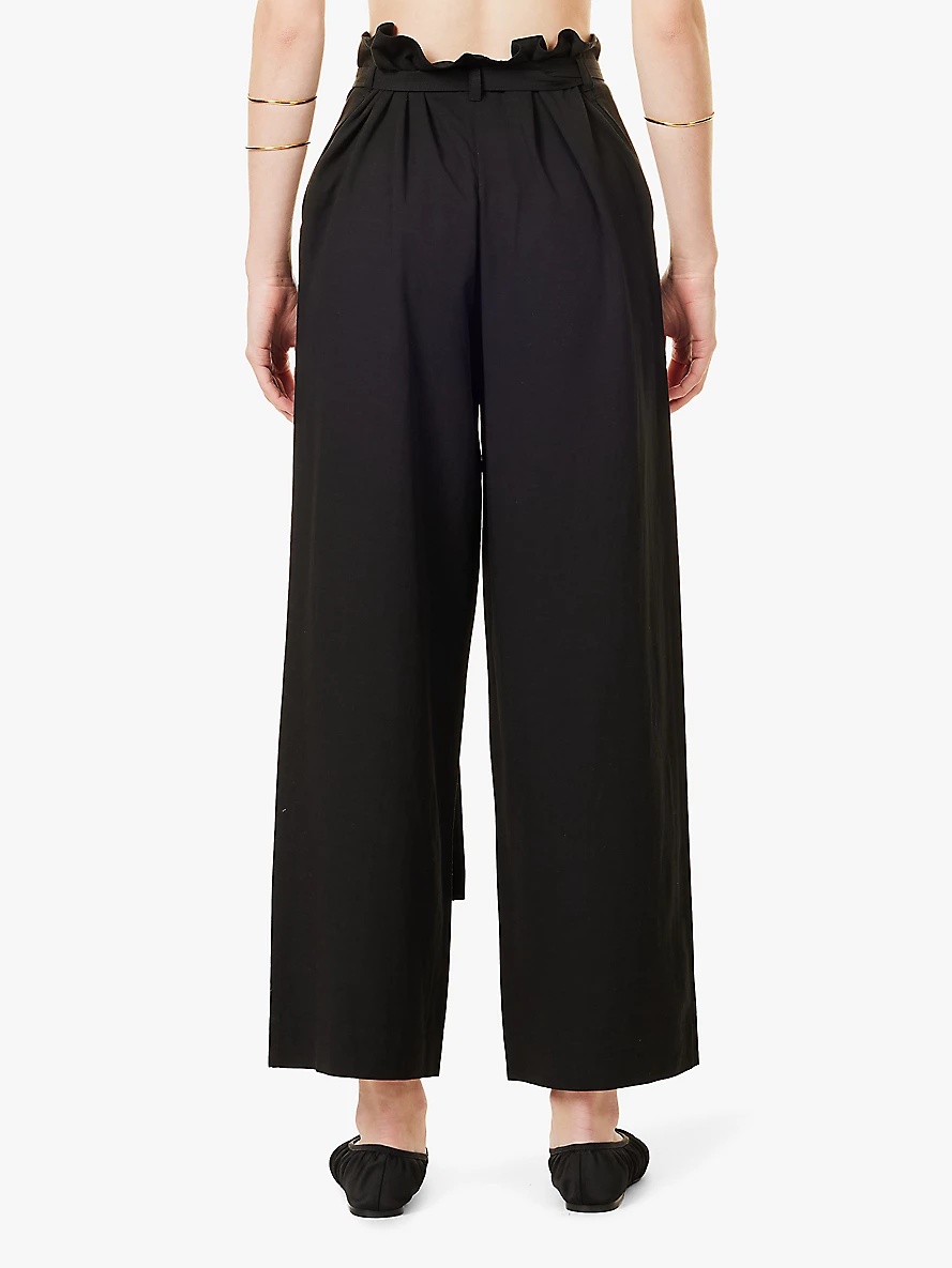 Wide-leg high-rise woven trousers - 4